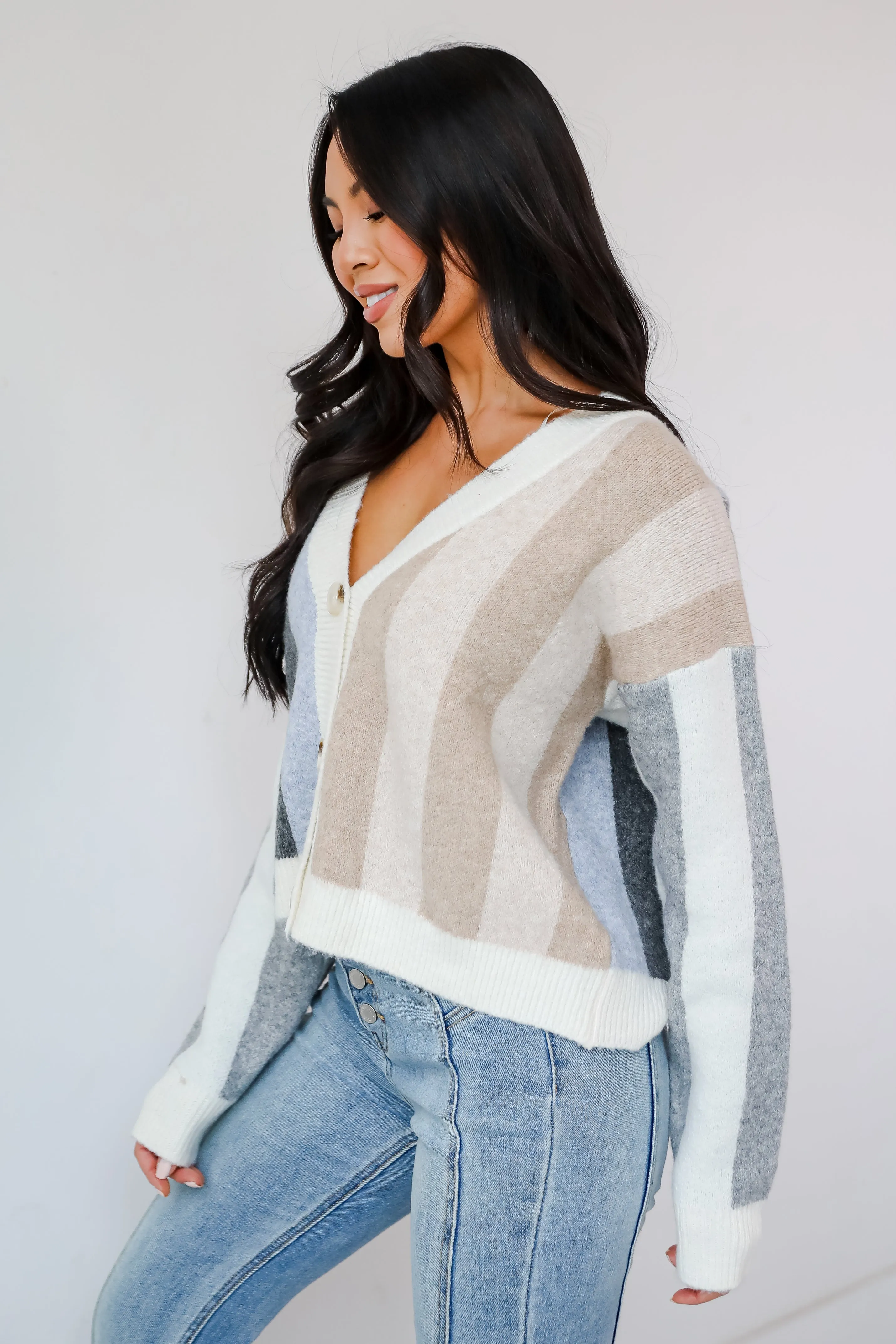 FINAL SALE - Classically Cozy Striped Color Block Sweater Cardigan