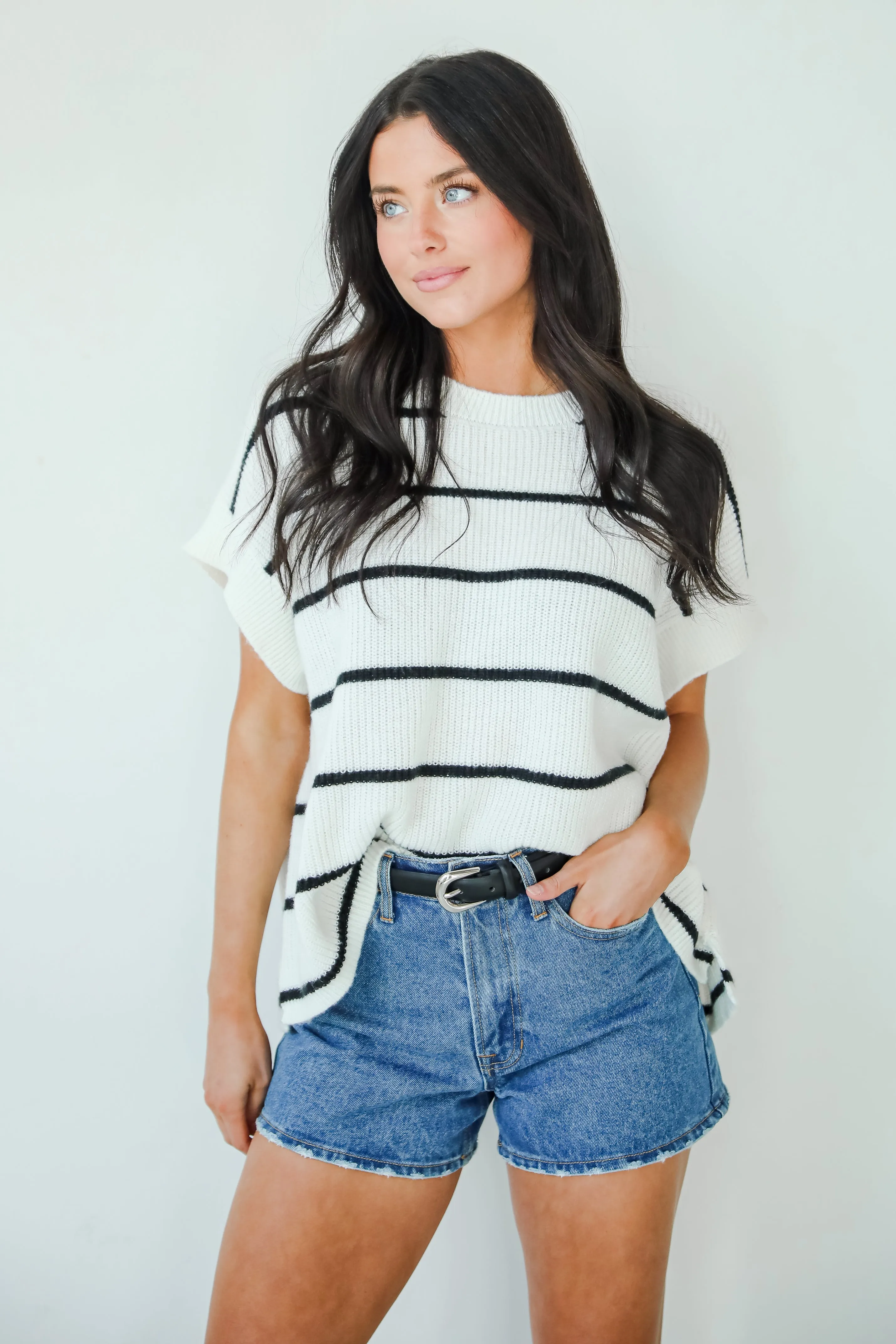 FINAL SALE - Completely Charming Ivory Striped Sweater Top