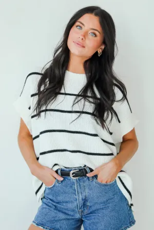 FINAL SALE - Completely Charming Ivory Striped Sweater Top