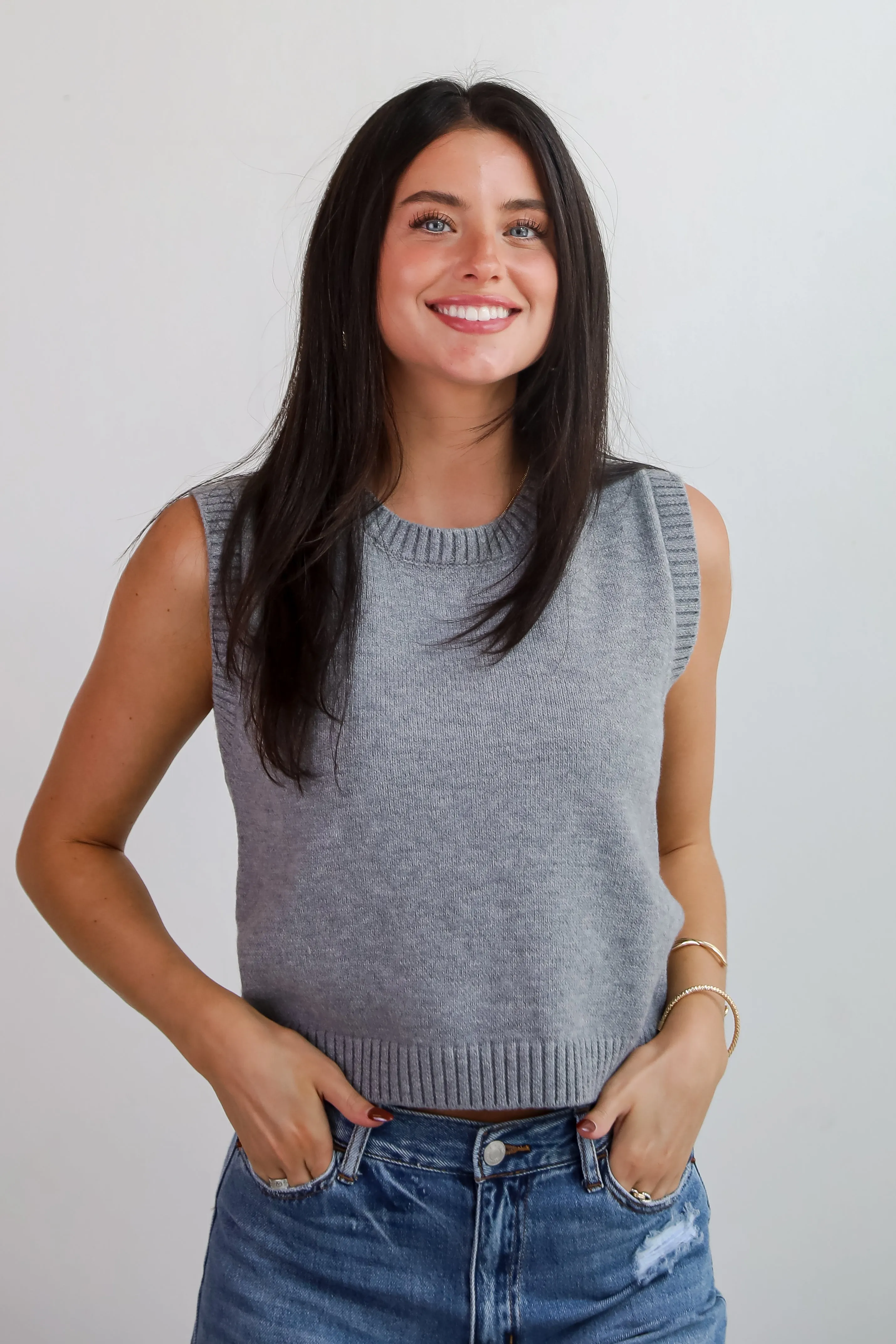 FINAL SALE - Coziest Option Grey Sweater Tank