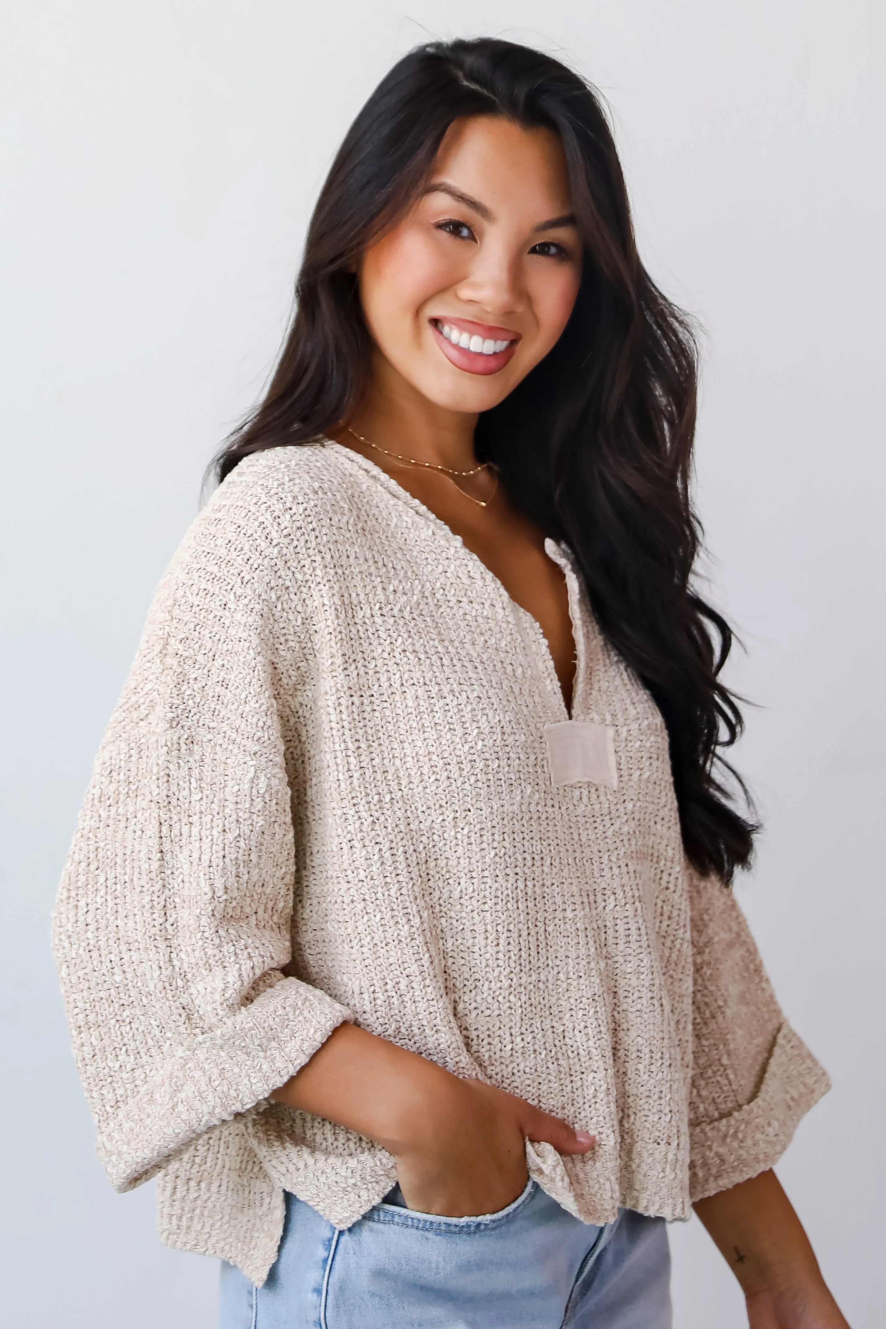 FINAL SALE - Cozy All Over Lightweight Knit Sweater