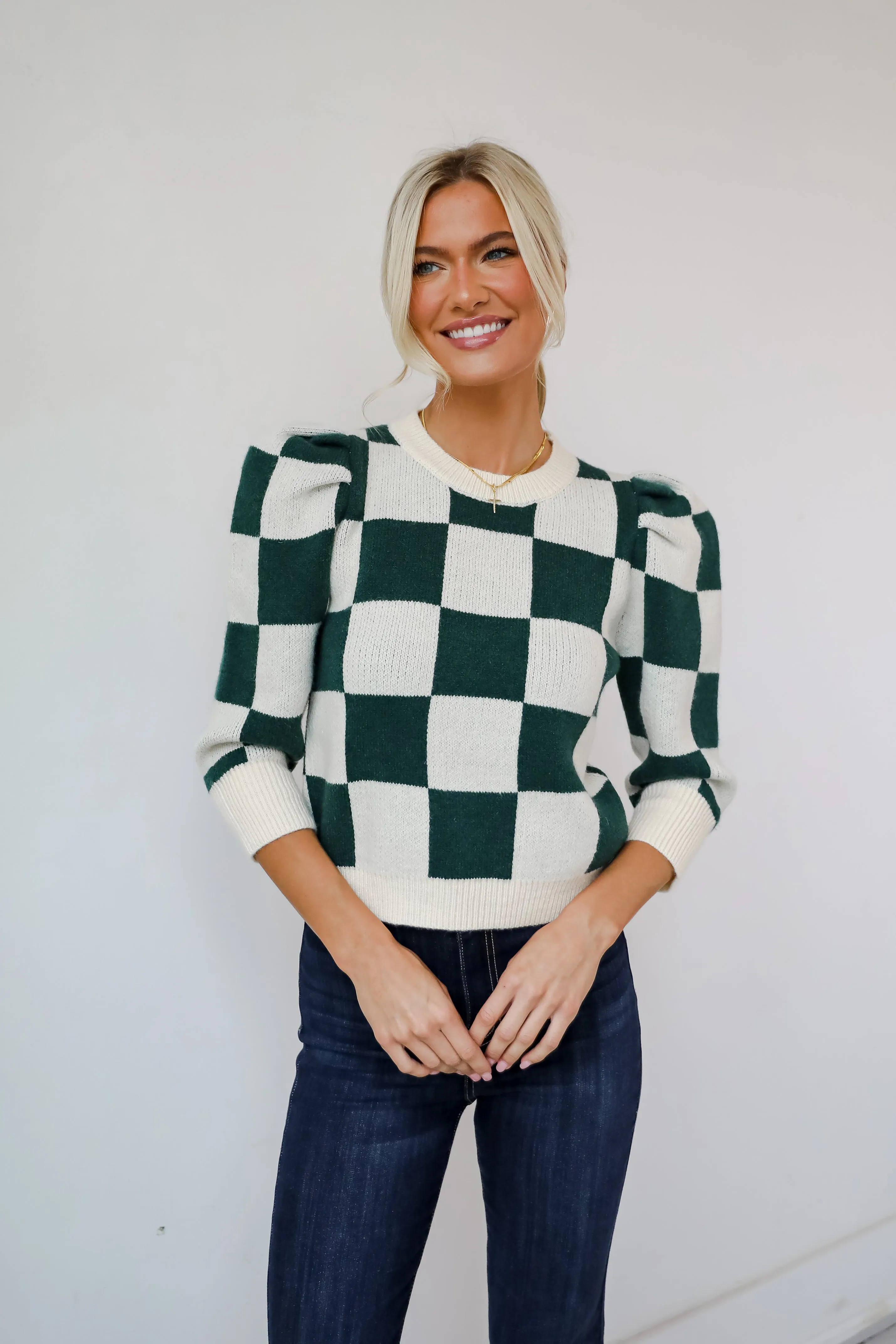 FINAL SALE - Cozy Excellence Green Checkered Sweater