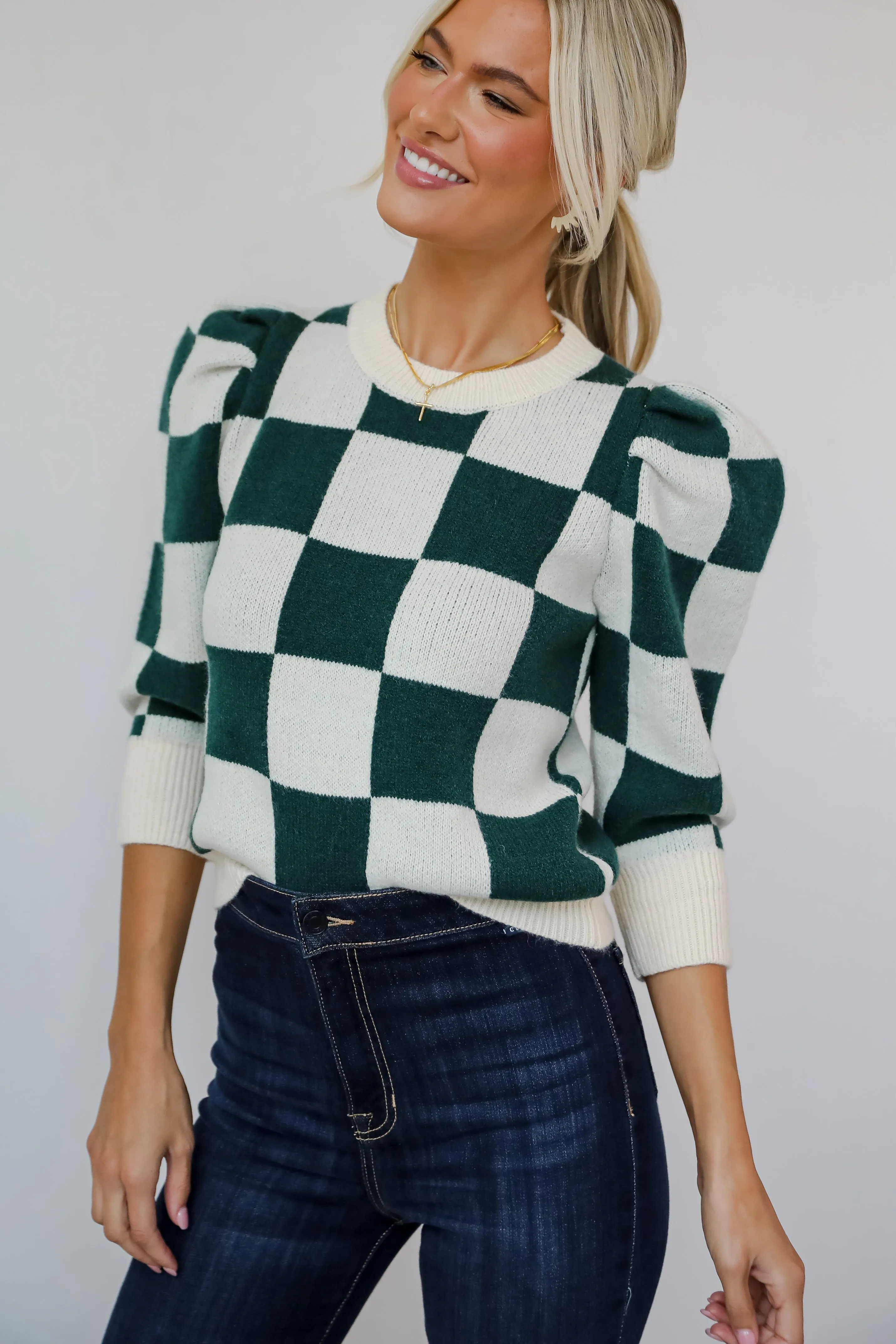 FINAL SALE - Cozy Excellence Green Checkered Sweater