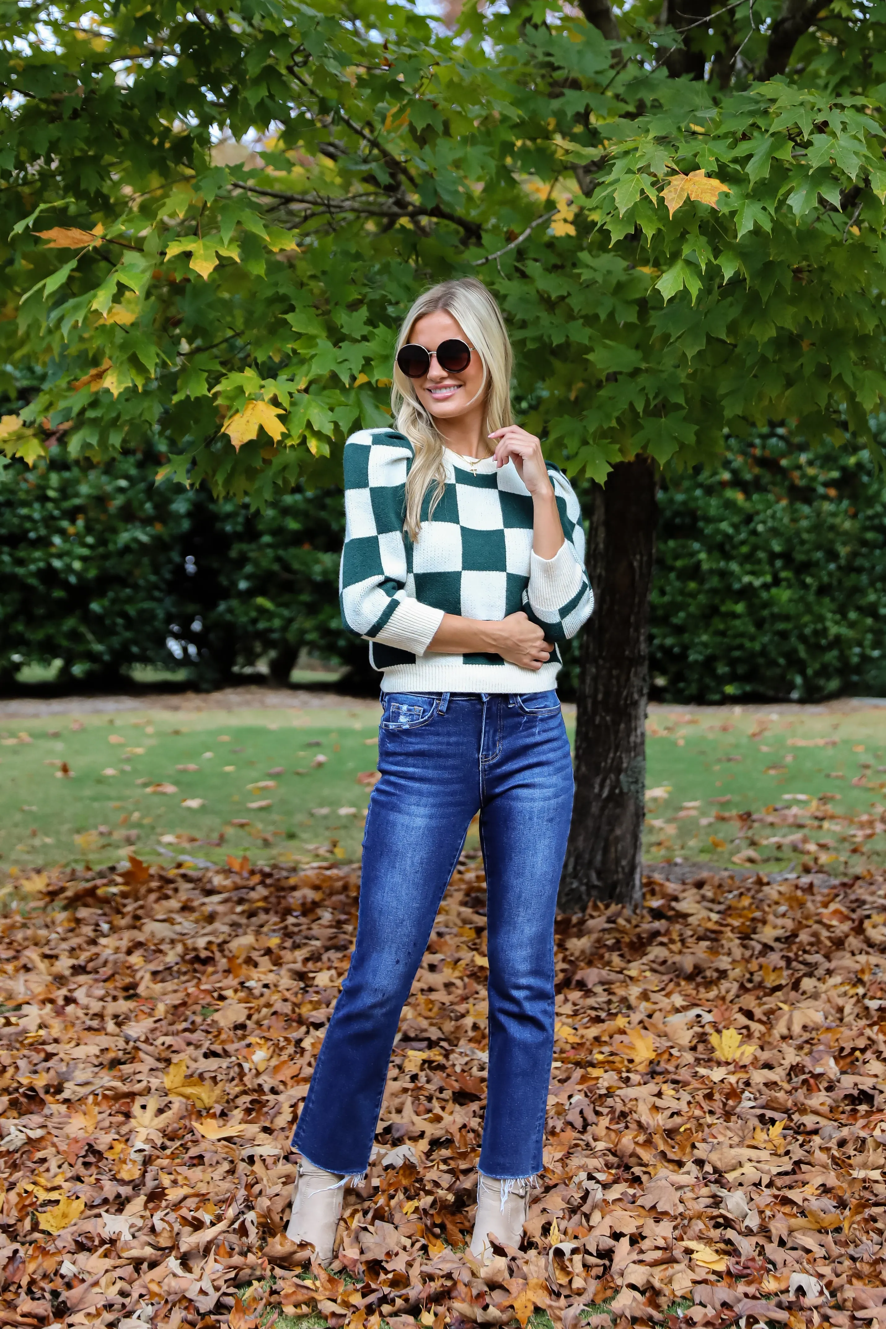 FINAL SALE - Cozy Excellence Green Checkered Sweater