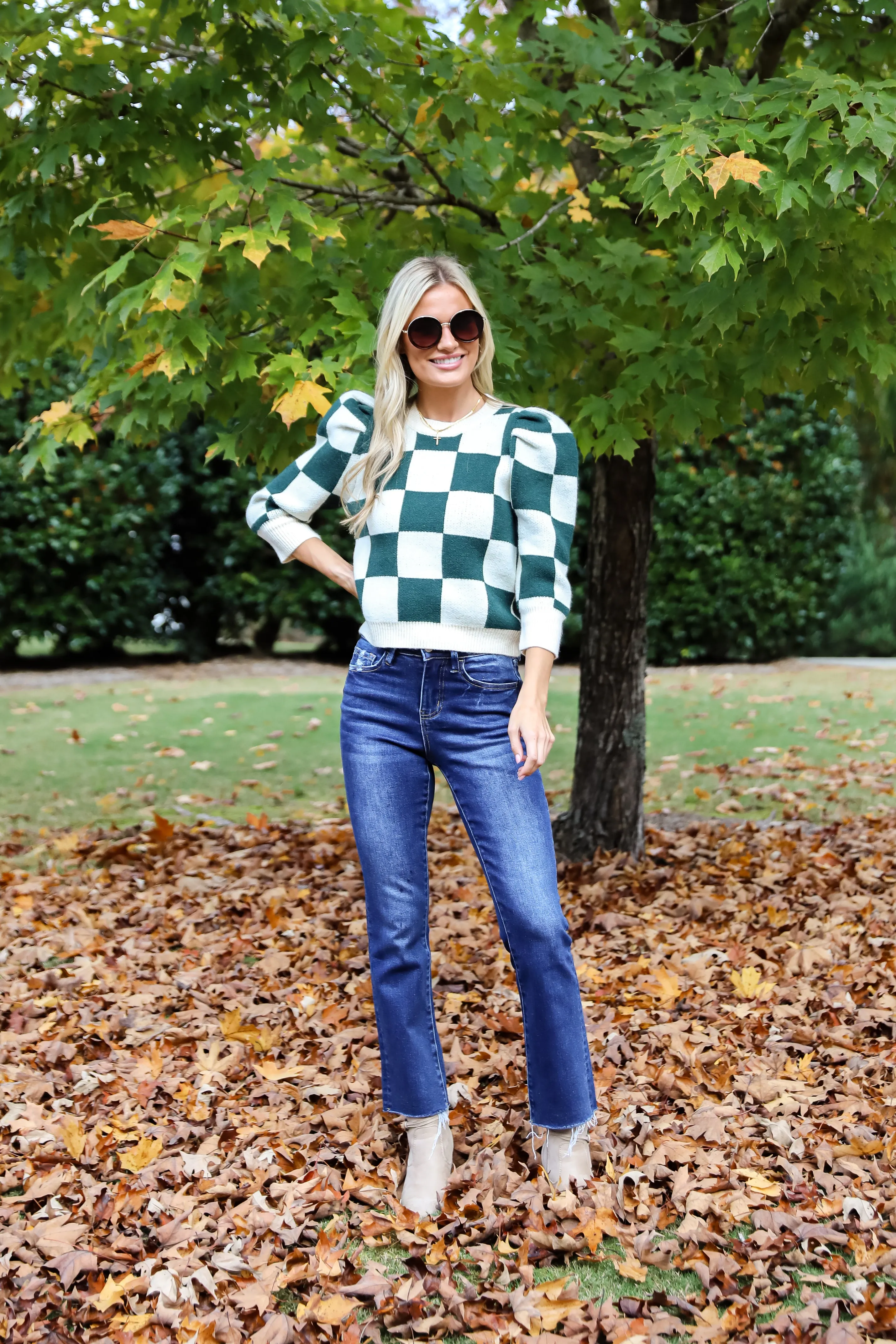 FINAL SALE - Cozy Excellence Green Checkered Sweater