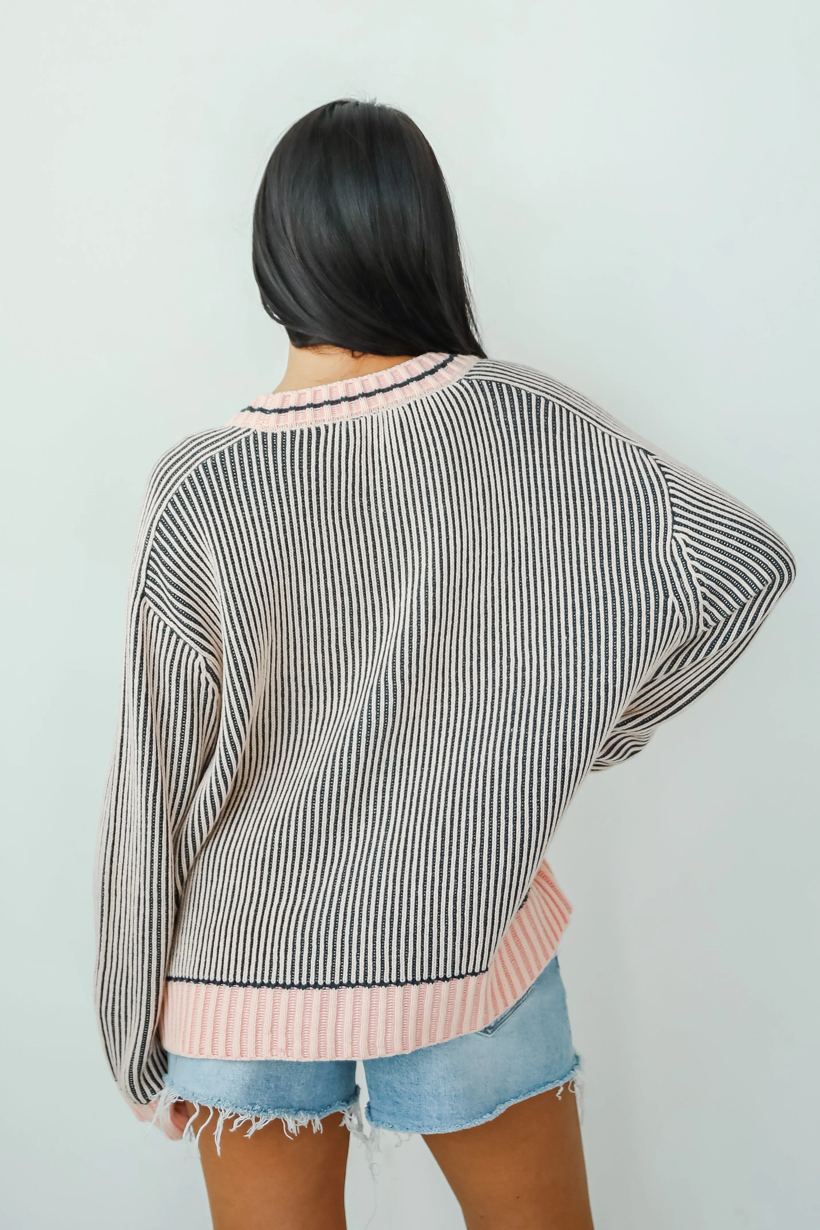 FINAL SALE - Cozy Expert Blush Striped Sweater Cardigan