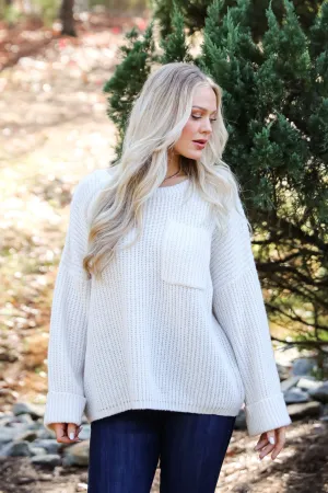 FINAL SALE - Cozy Expression Off White Oversized Sweater