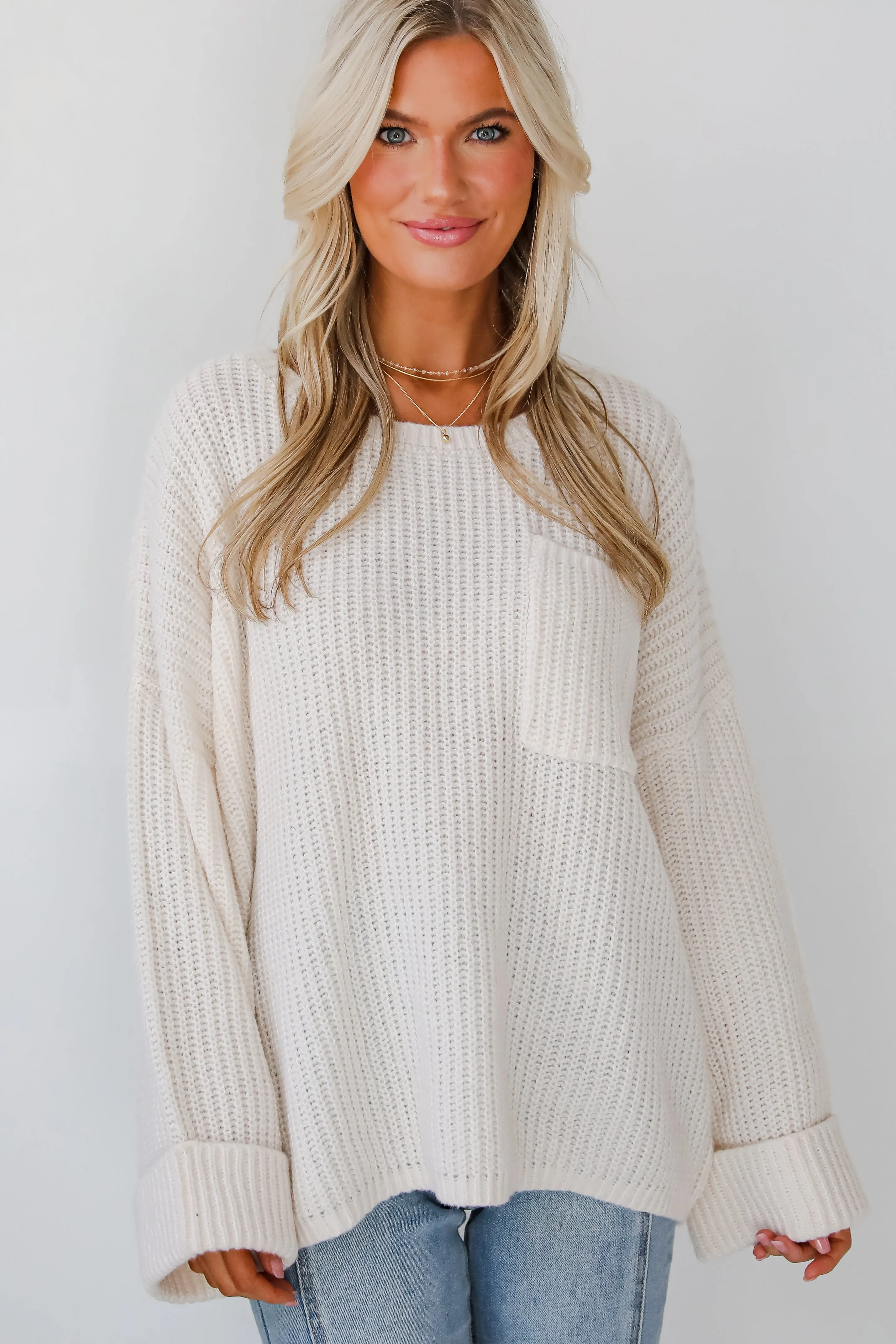 FINAL SALE - Cozy Expression Off White Oversized Sweater