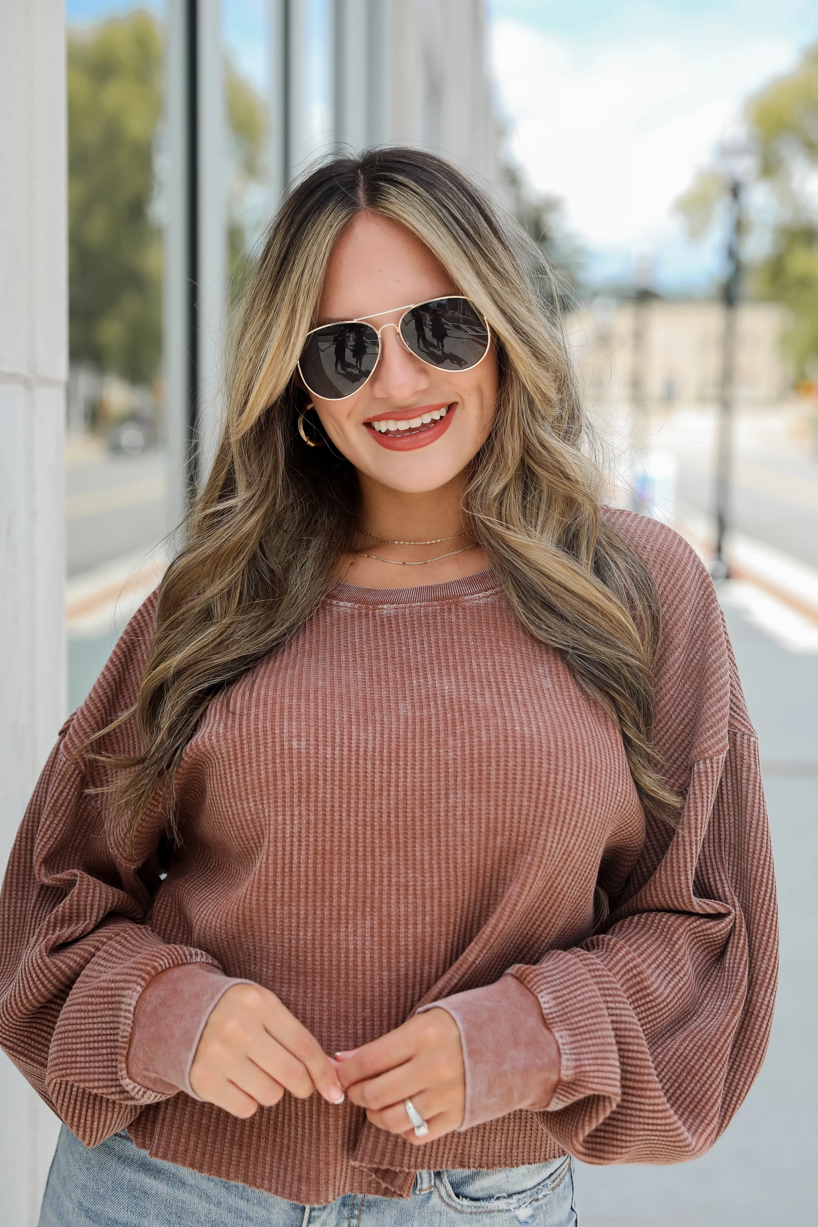 FINAL SALE - Dakota Waffle Knit Top - DU DEAL