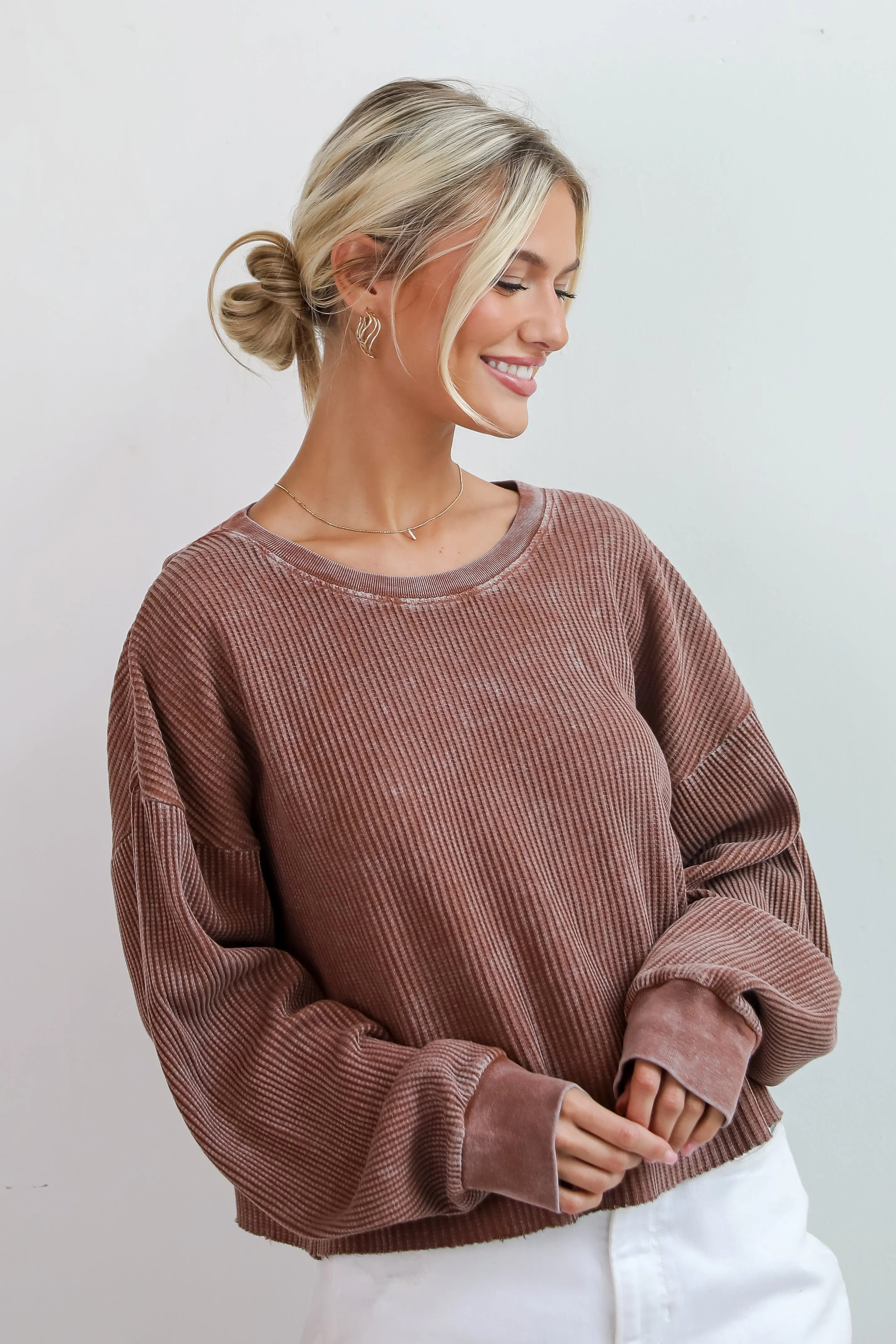 FINAL SALE - Dakota Waffle Knit Top - DU DEAL