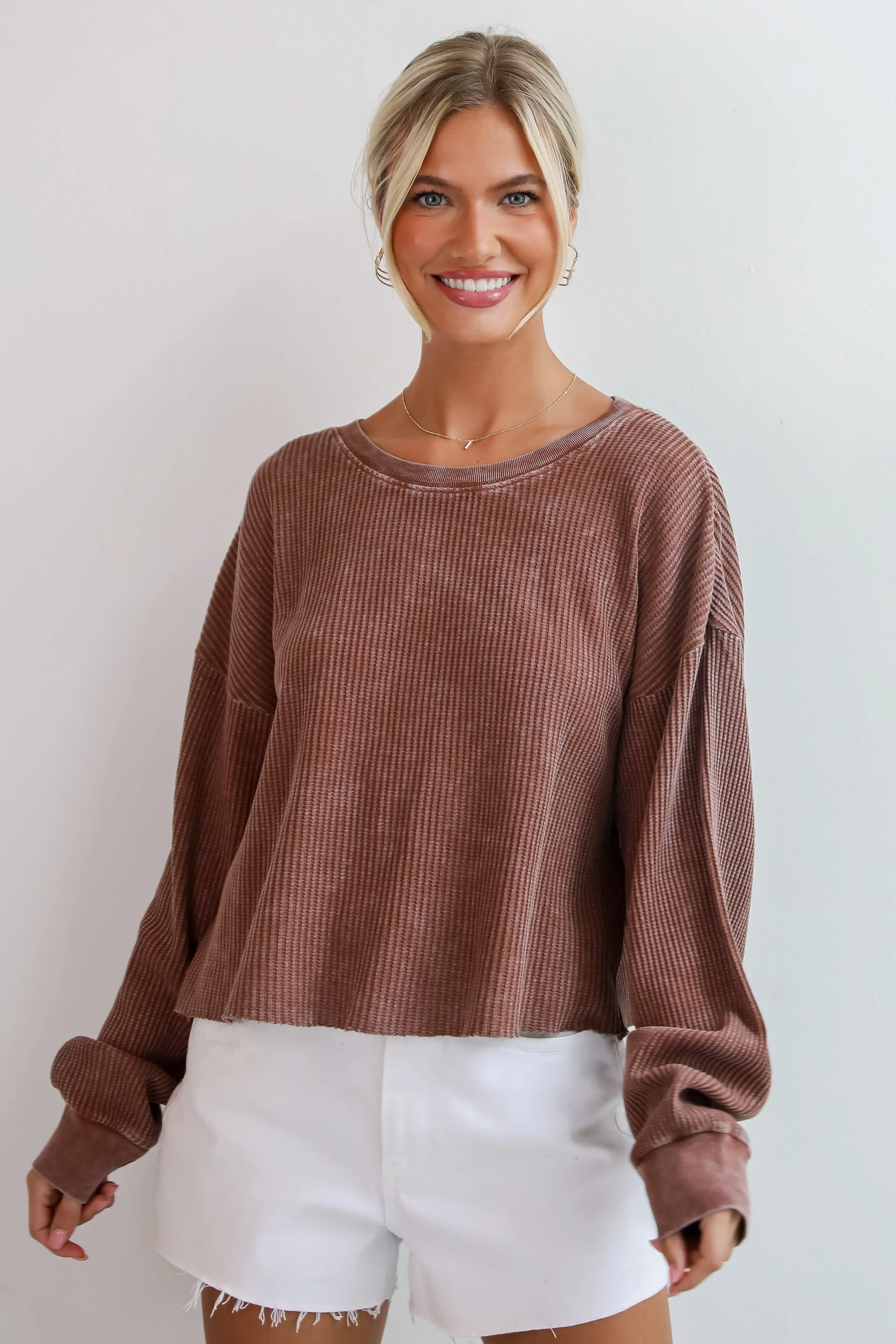 FINAL SALE - Dakota Waffle Knit Top - DU DEAL