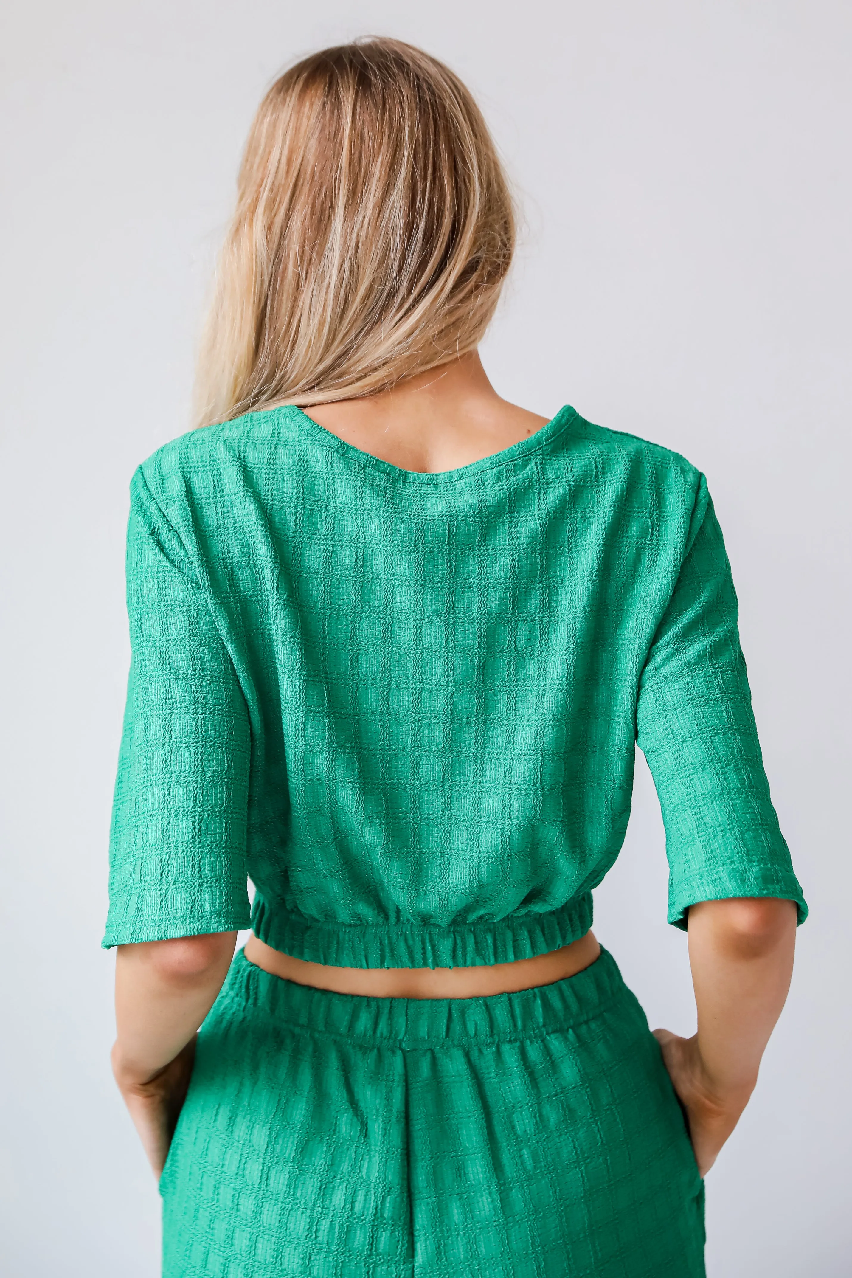 FINAL SALE - Darling Expertise Green Textured Top - DU DEAL