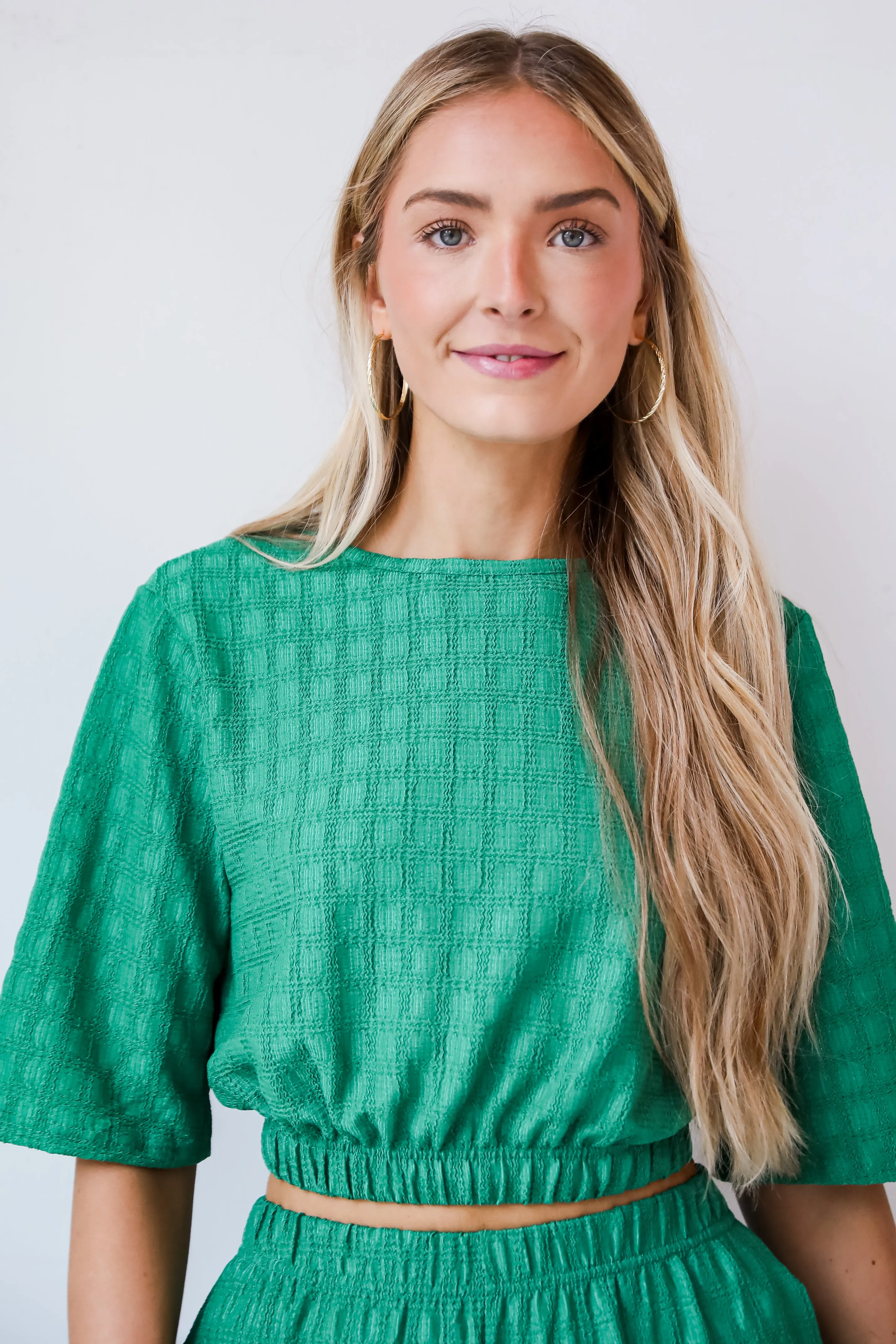 FINAL SALE - Darling Expertise Green Textured Top - DU DEAL