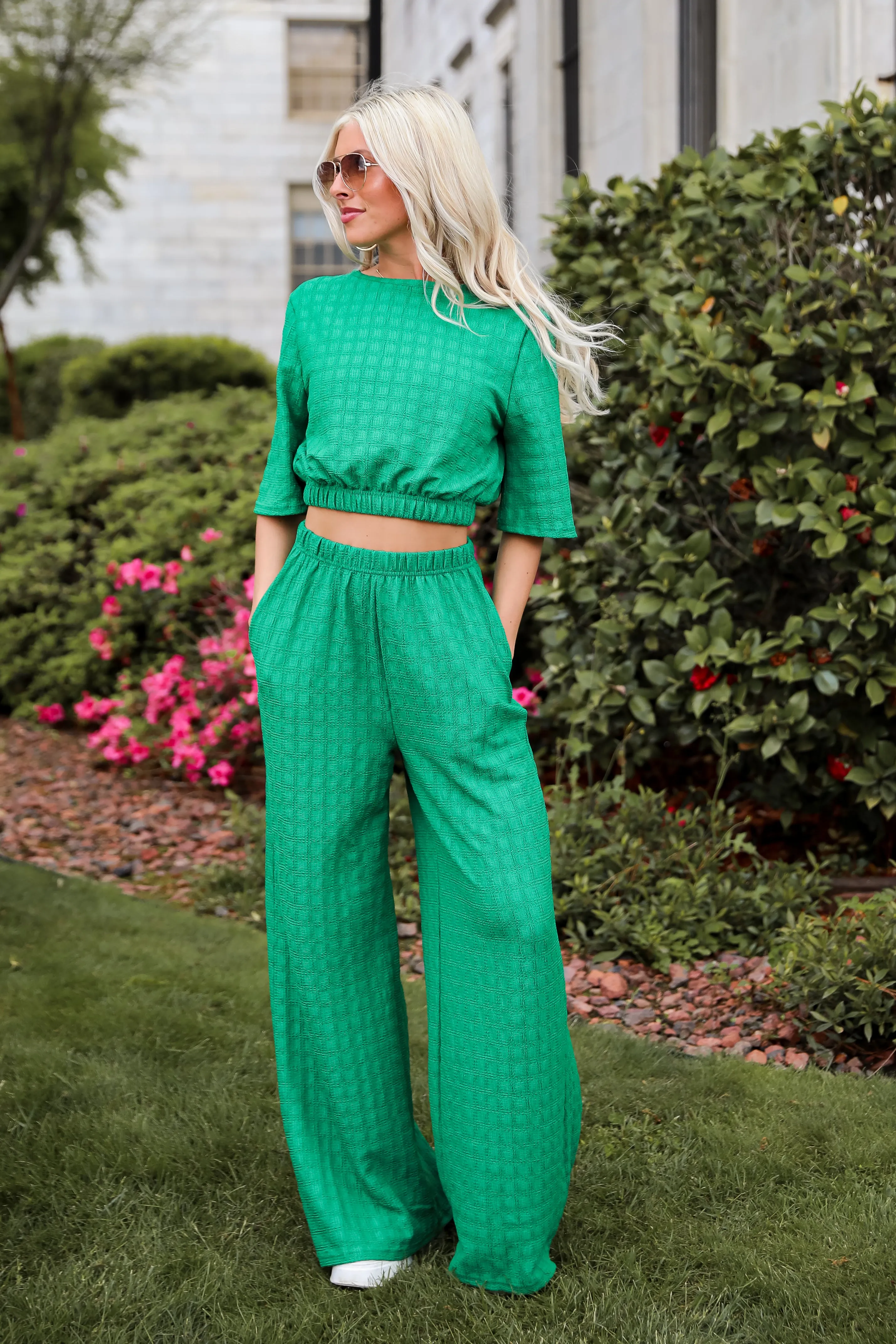 FINAL SALE - Darling Expertise Green Textured Top - DU DEAL