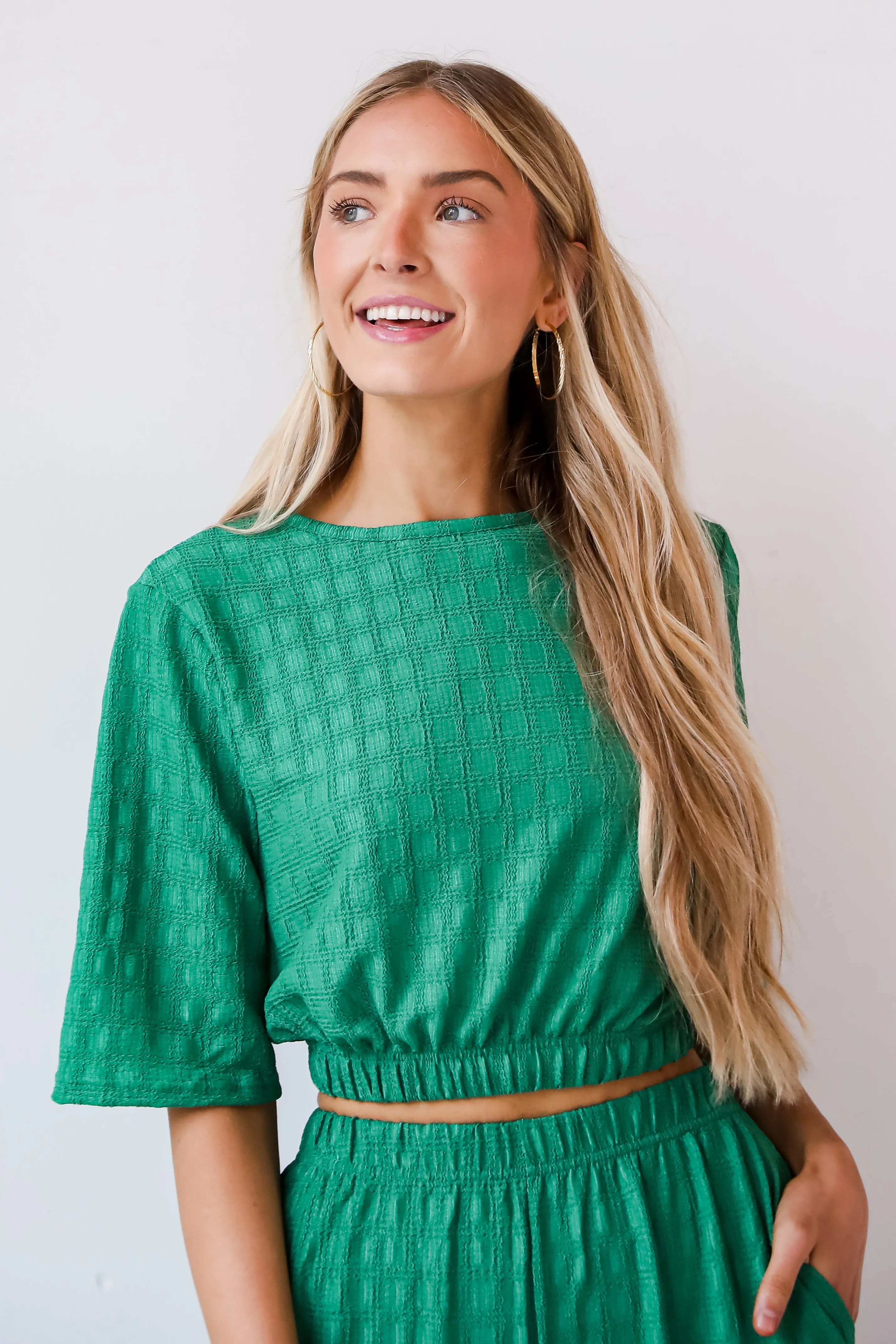 FINAL SALE - Darling Expertise Green Textured Top - DU DEAL