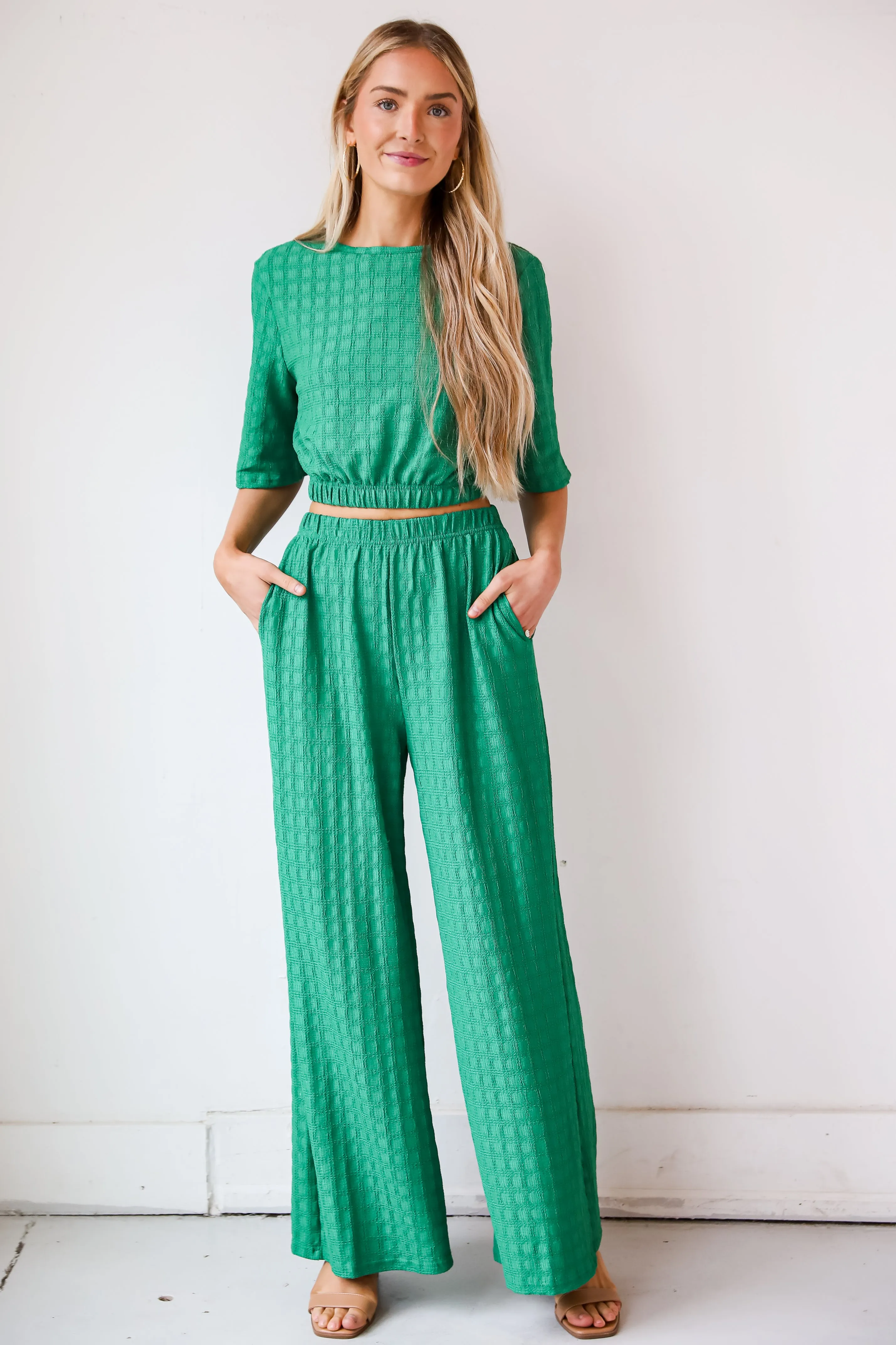 FINAL SALE - Darling Expertise Green Textured Top - DU DEAL