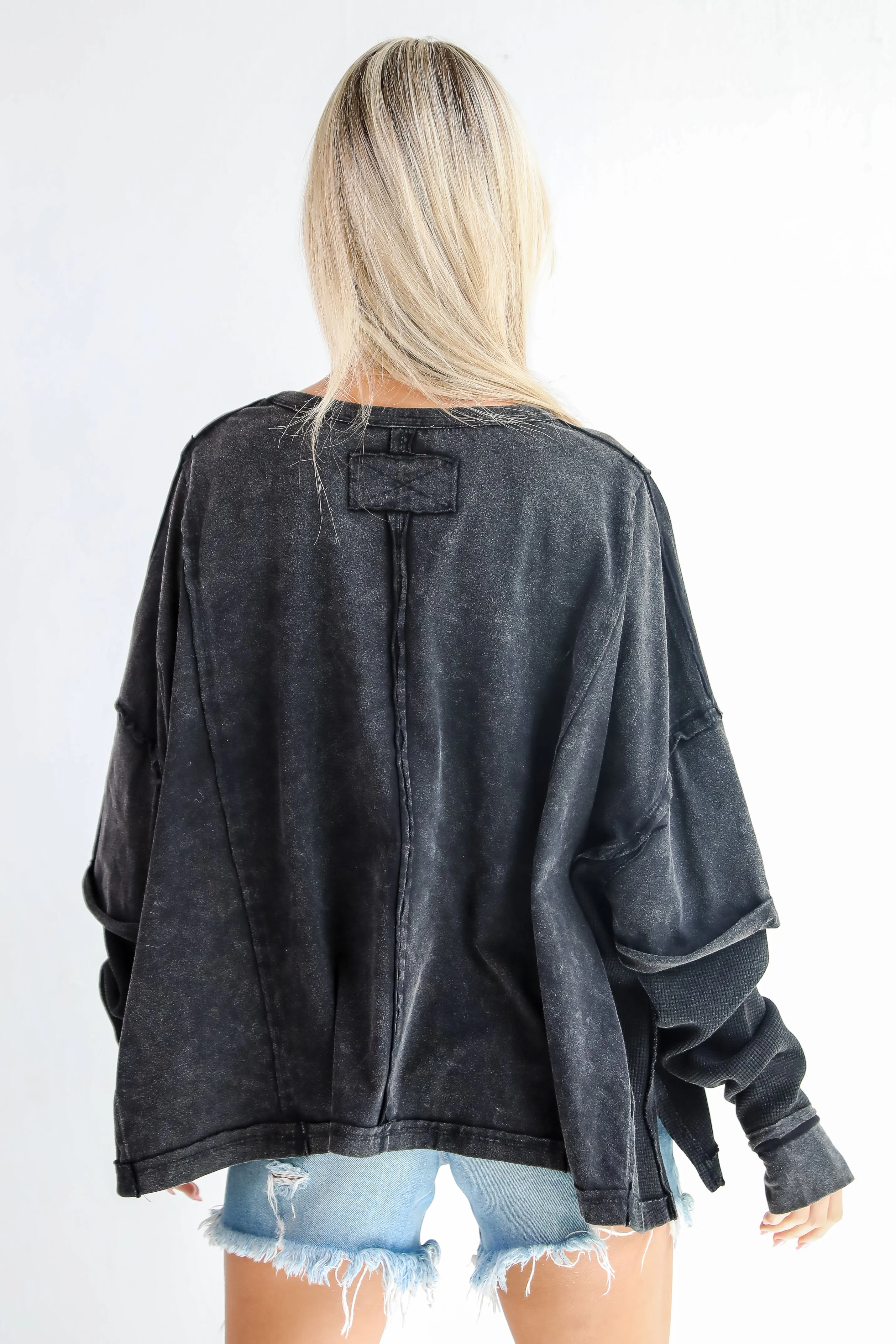 FINAL SALE - Easy Charisma Black Oversized Contrast Knit Top