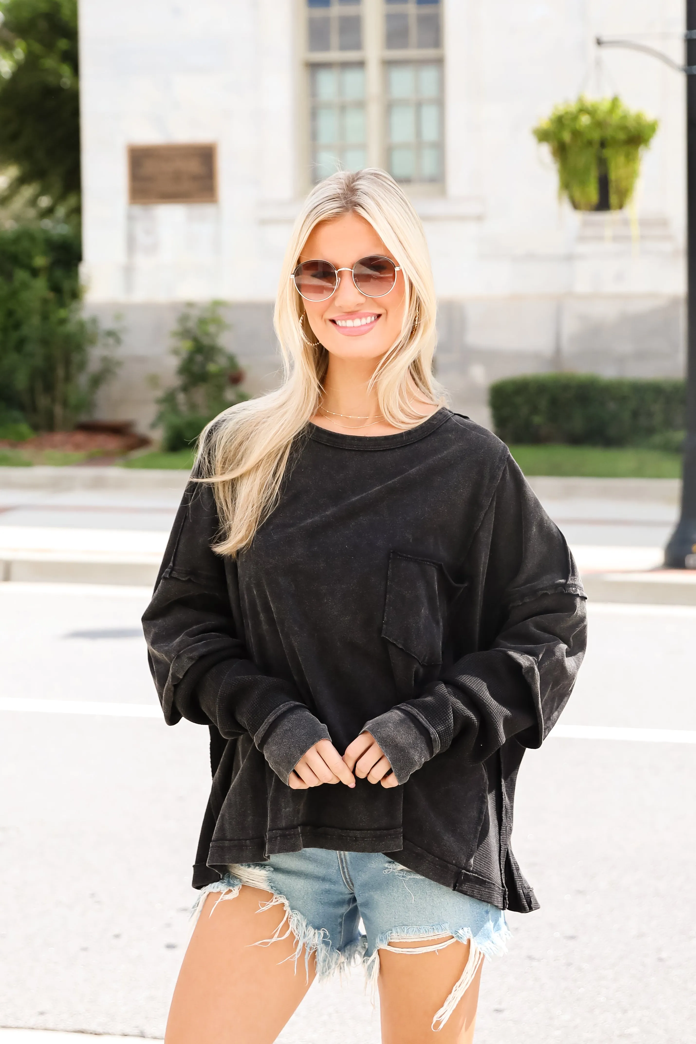 FINAL SALE - Easy Charisma Black Oversized Contrast Knit Top