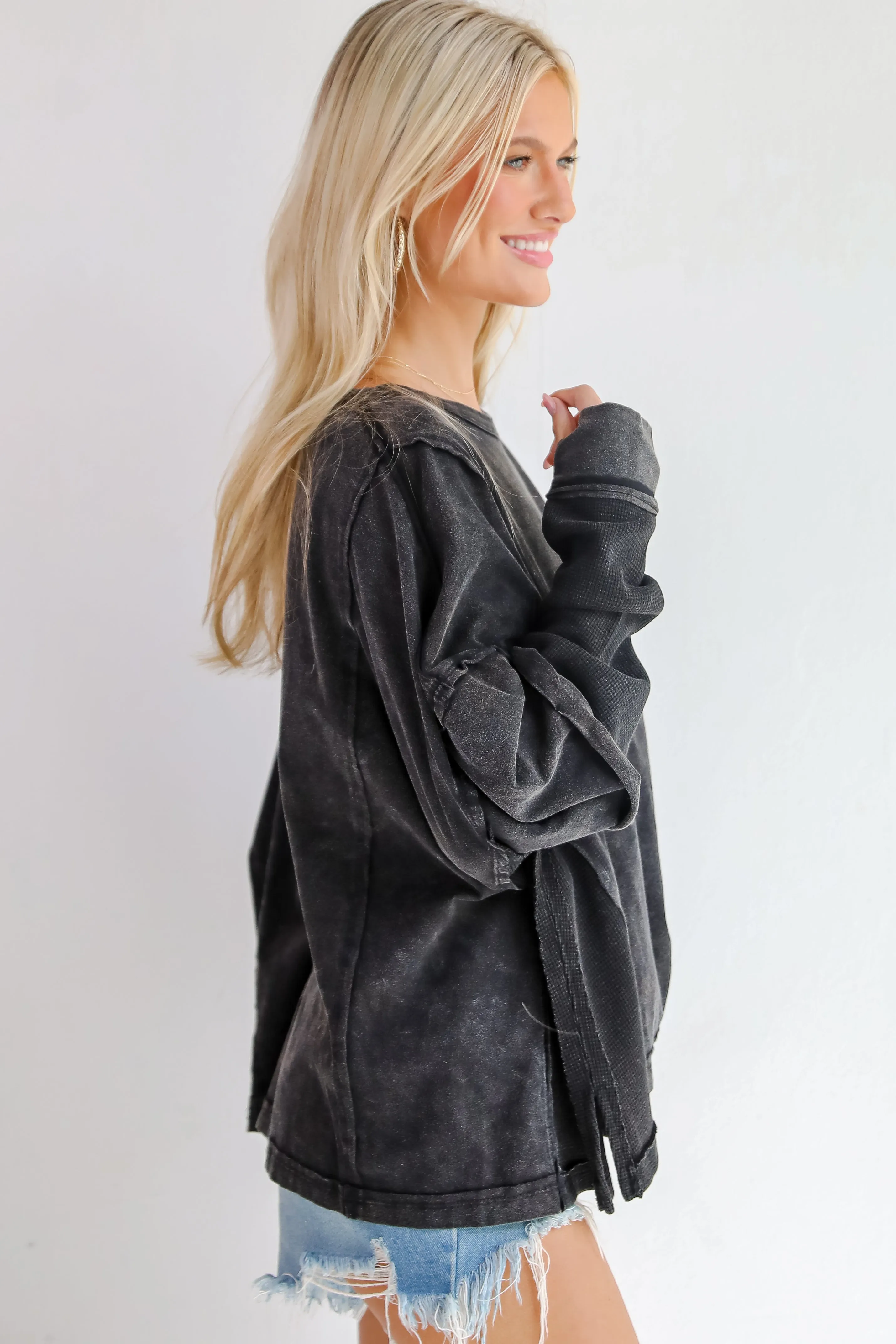 FINAL SALE - Easy Charisma Black Oversized Contrast Knit Top