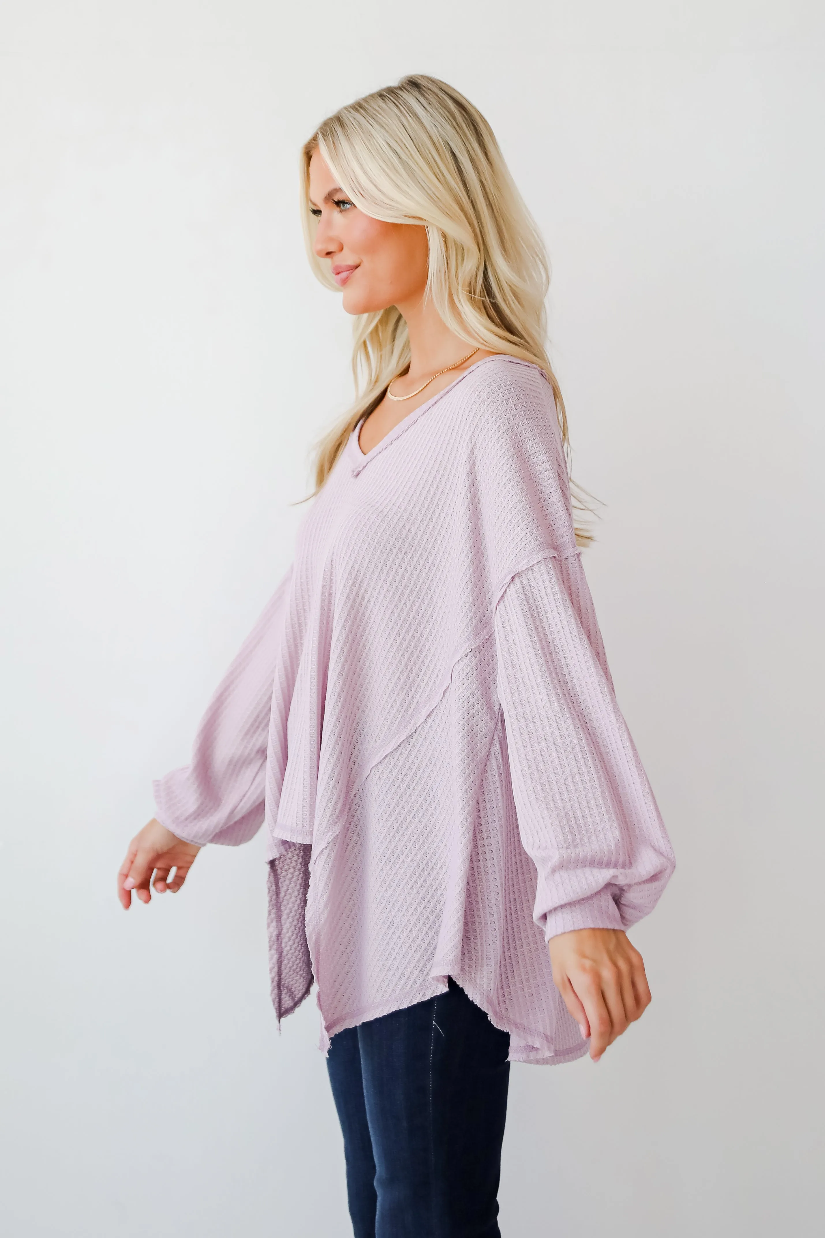 FINAL SALE - Effortless Looks Lavender Waffle Knit Top - DOORBUSTER