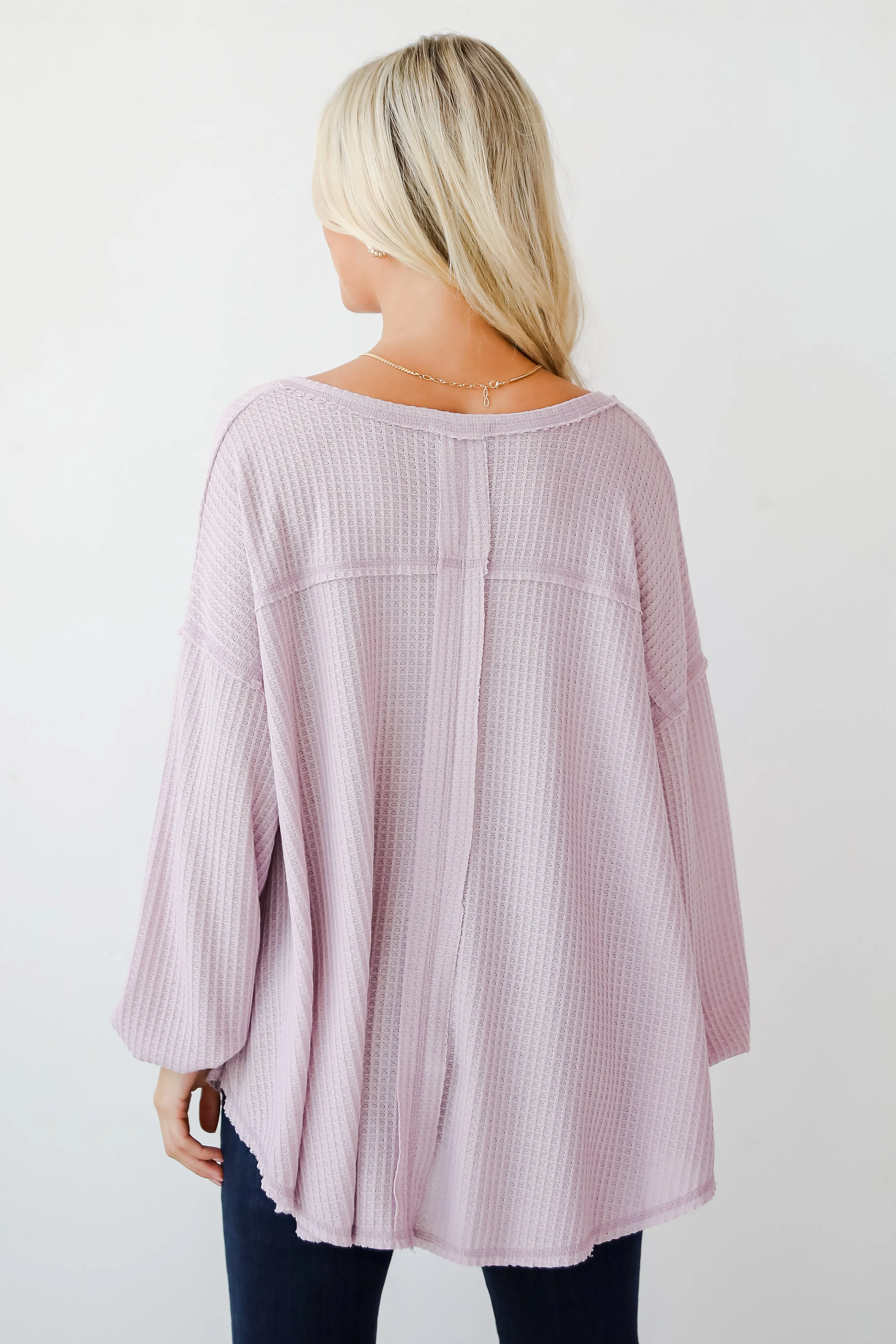 FINAL SALE - Effortless Looks Lavender Waffle Knit Top - DOORBUSTER