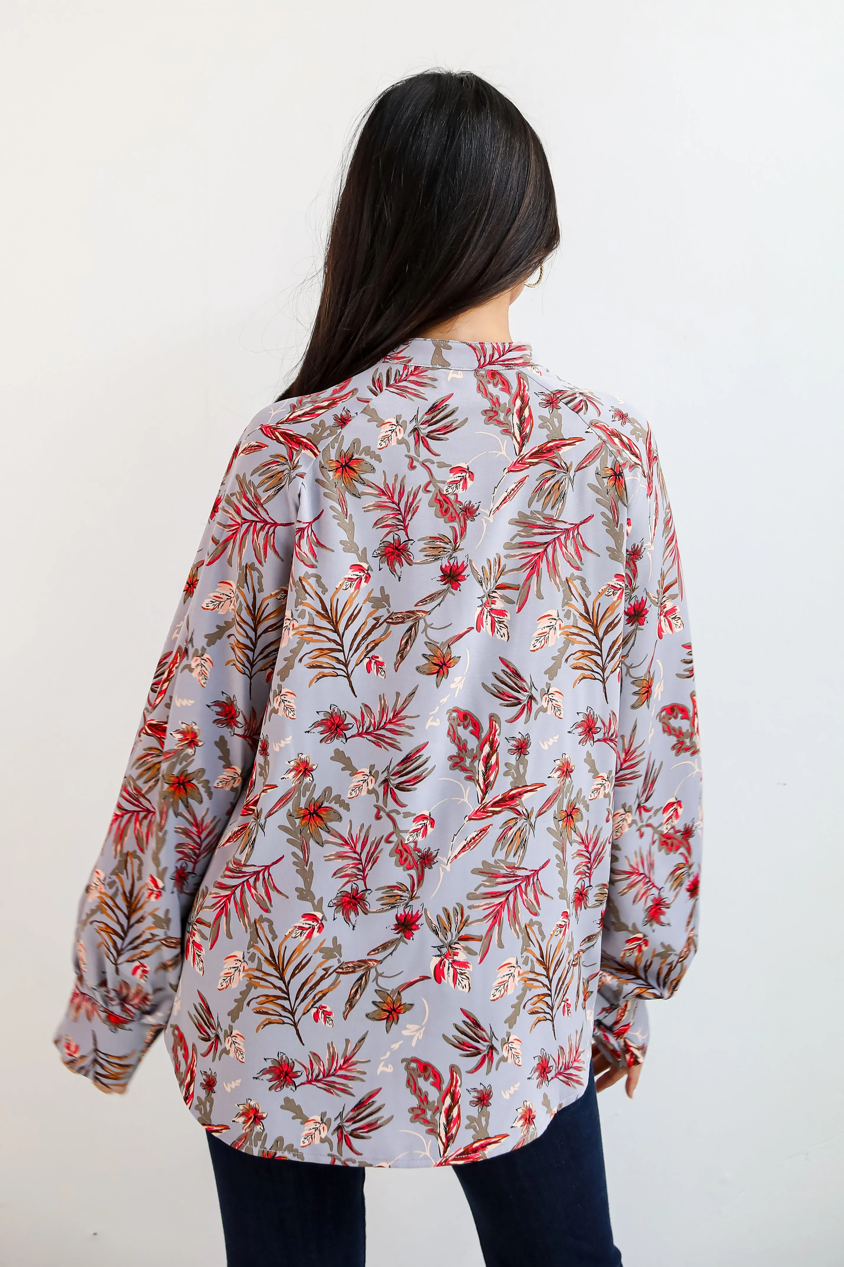 FINAL SALE - Endless Aura Grey Floral Blouse