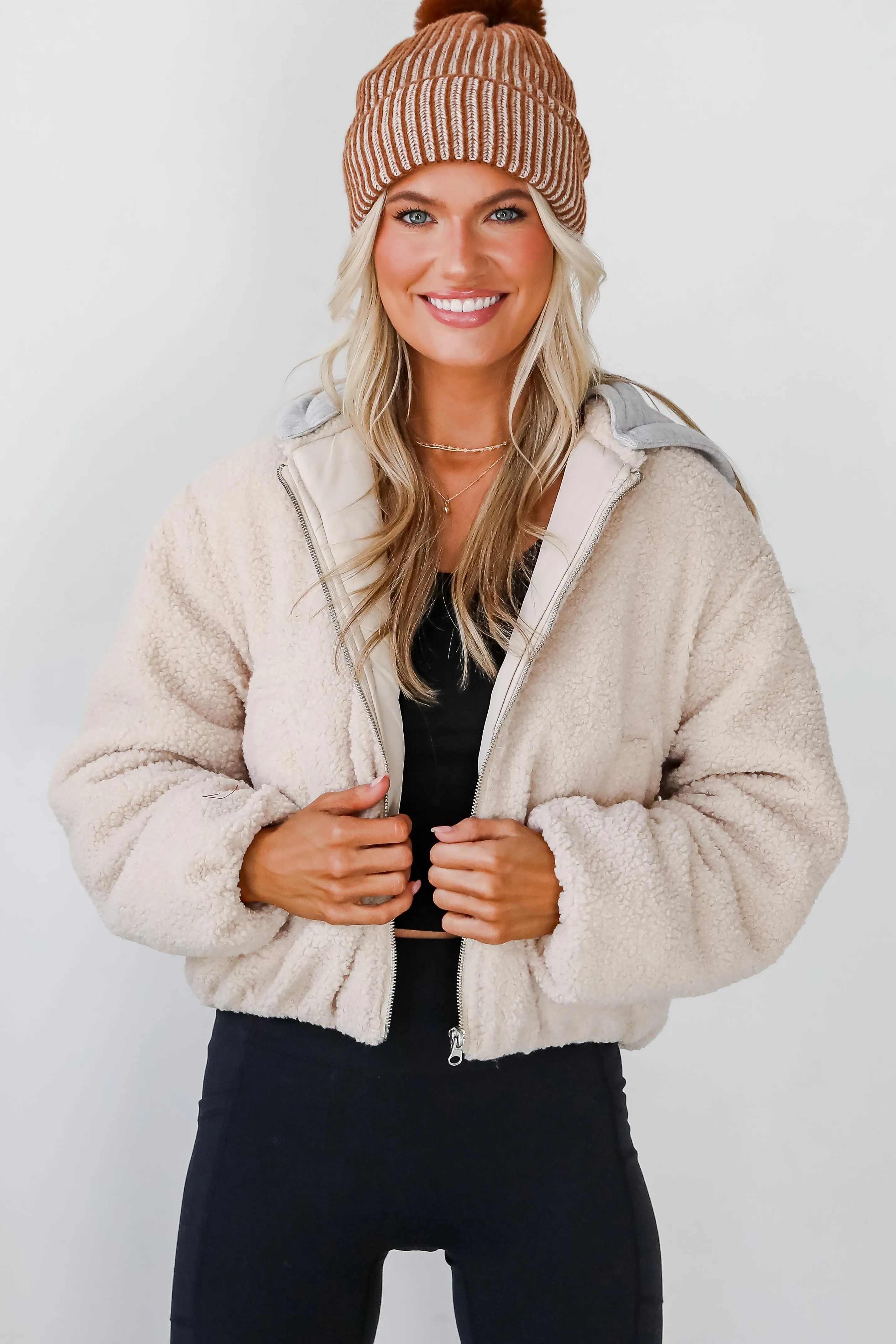FINAL SALE - Enviable Forecast Cream Sherpa Jacket
