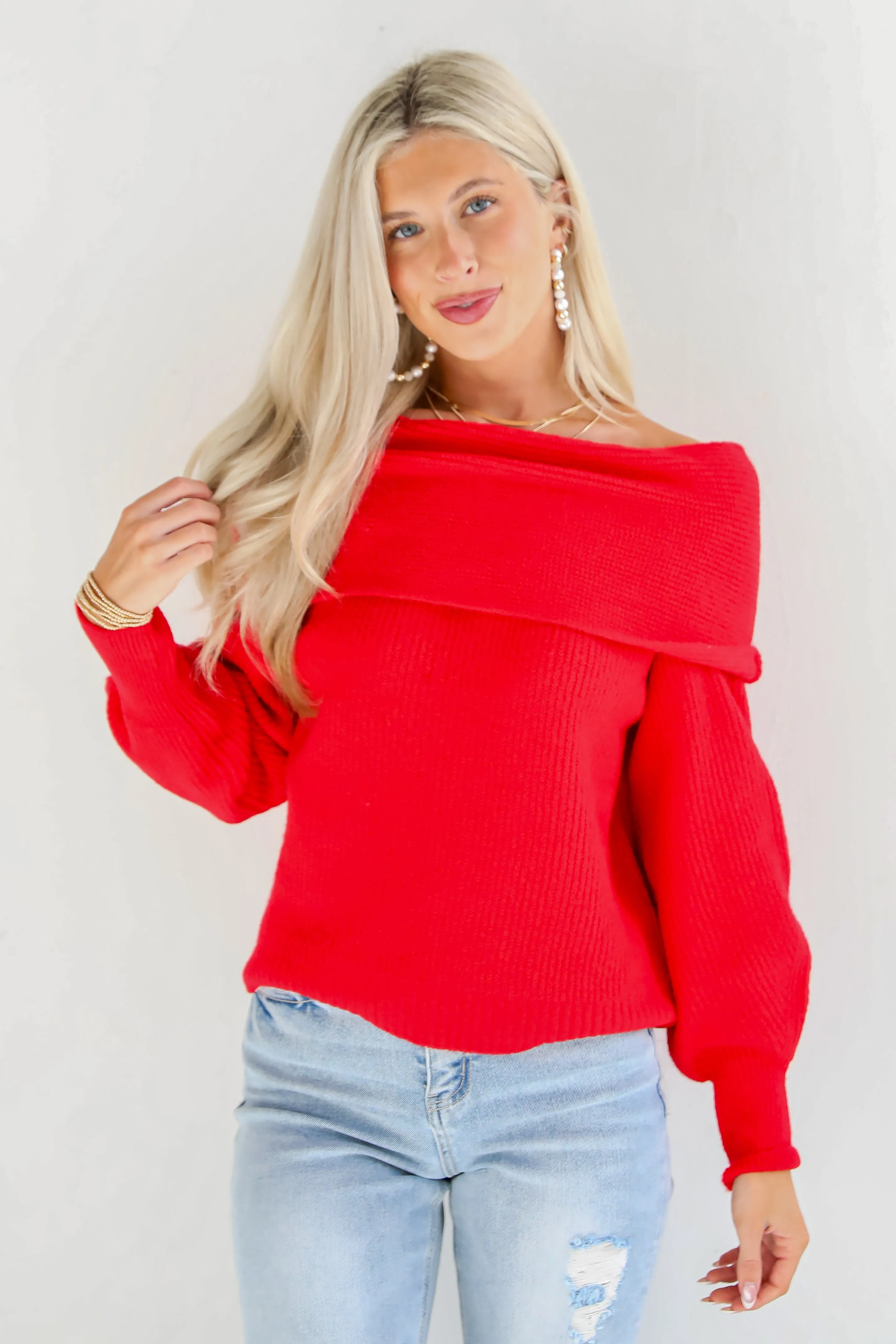 FINAL SALE - Eternal Heart Off-The-Shoulder Sweater