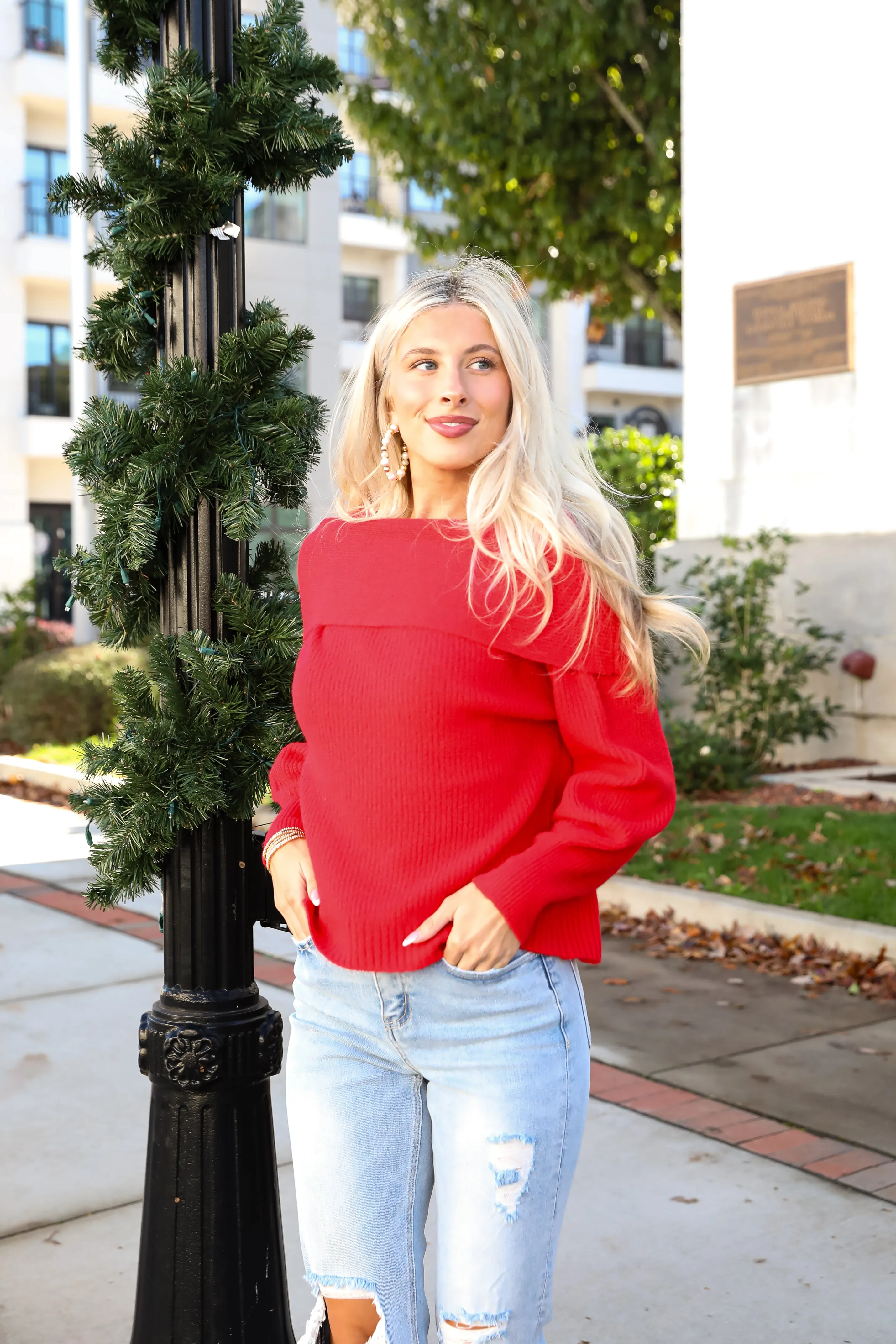 FINAL SALE - Eternal Heart Off-The-Shoulder Sweater