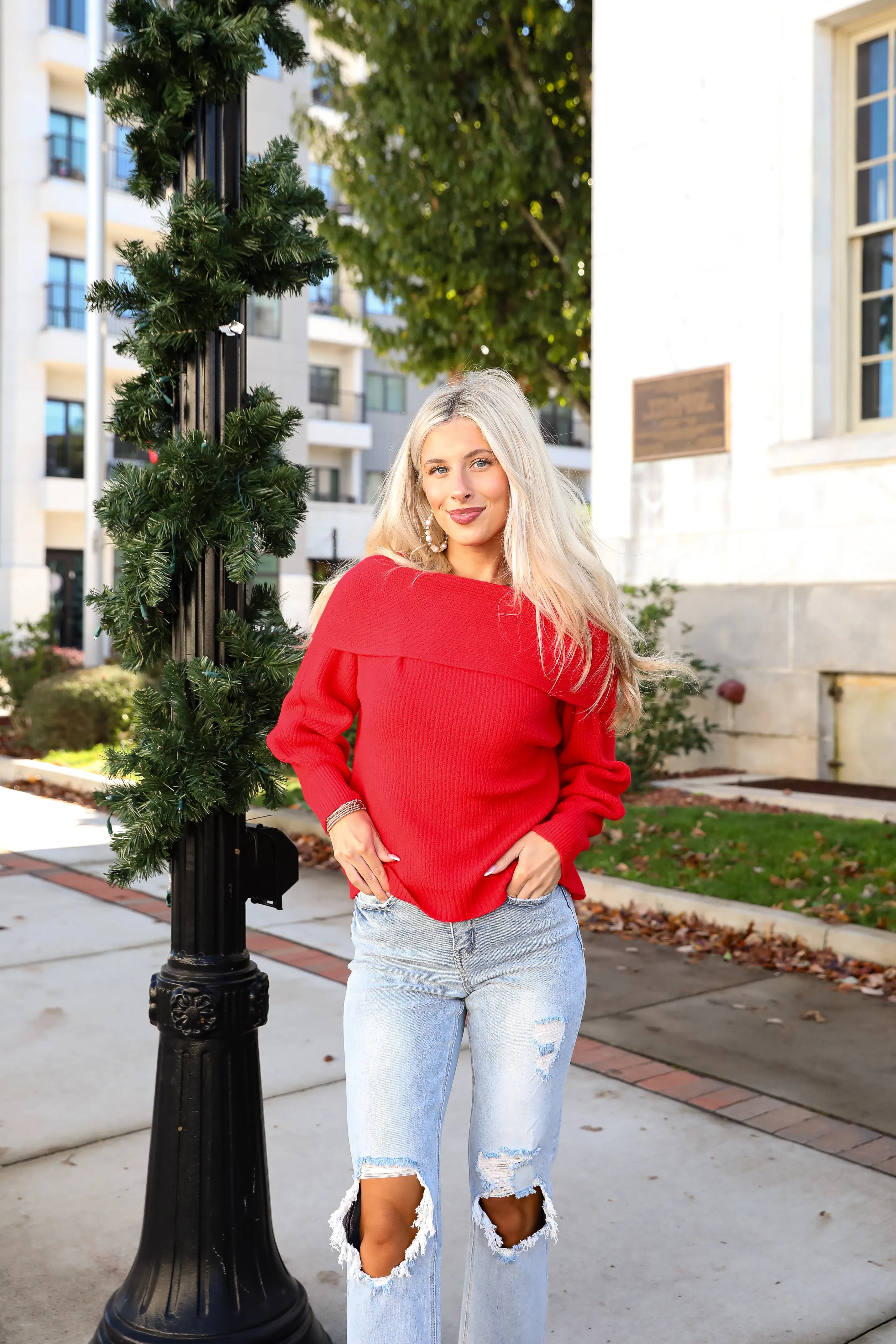 FINAL SALE - Eternal Heart Off-The-Shoulder Sweater