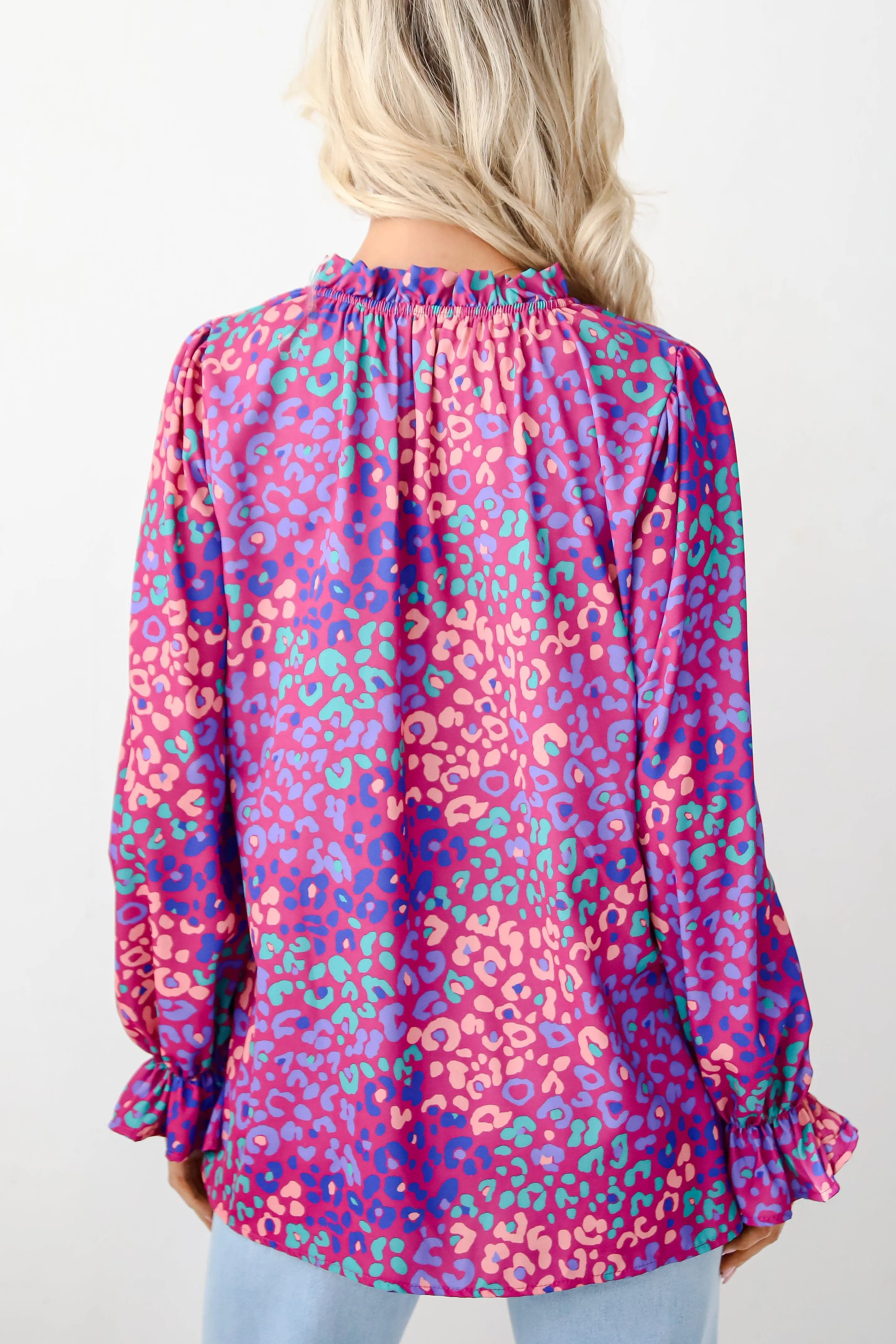 FINAL SALE - Exemplary Poise Purple Leopard Blouse