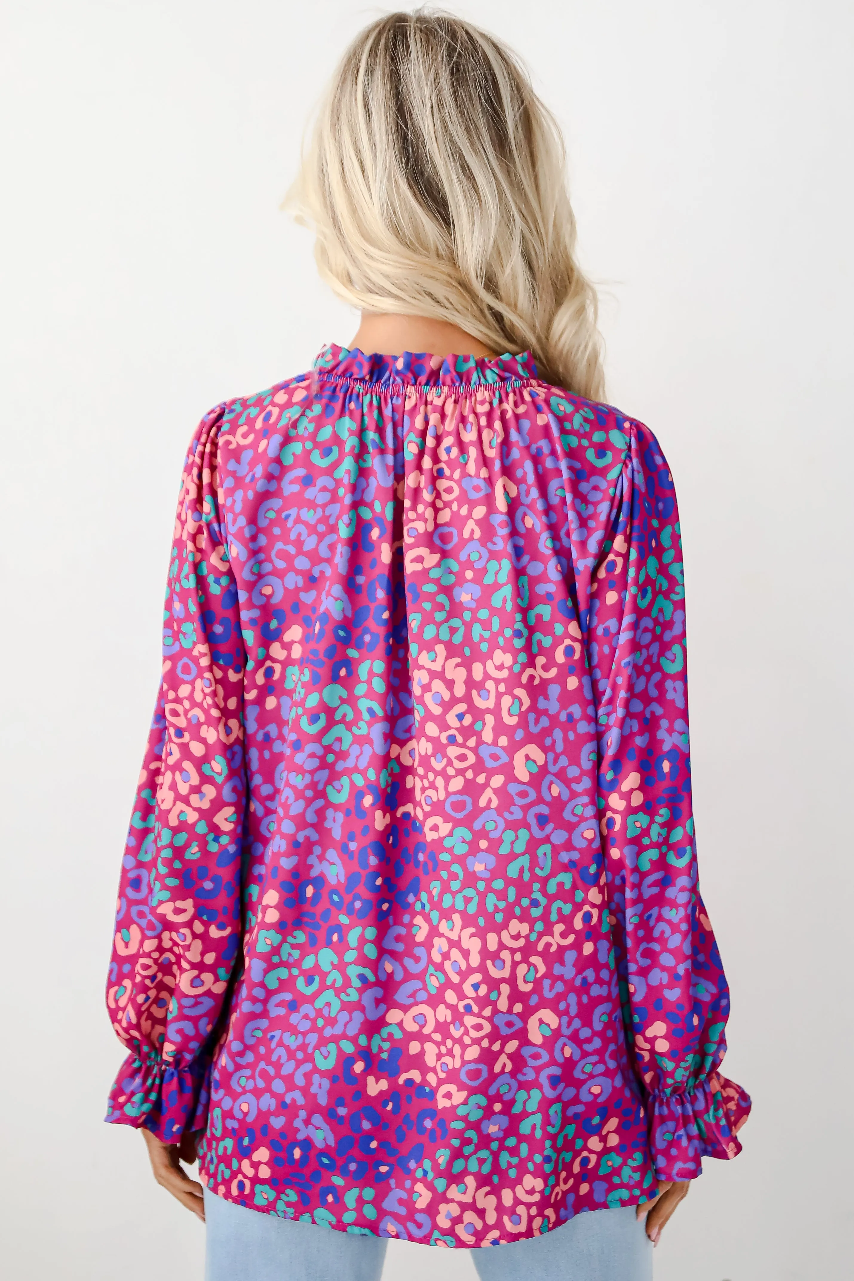FINAL SALE - Exemplary Poise Purple Leopard Blouse