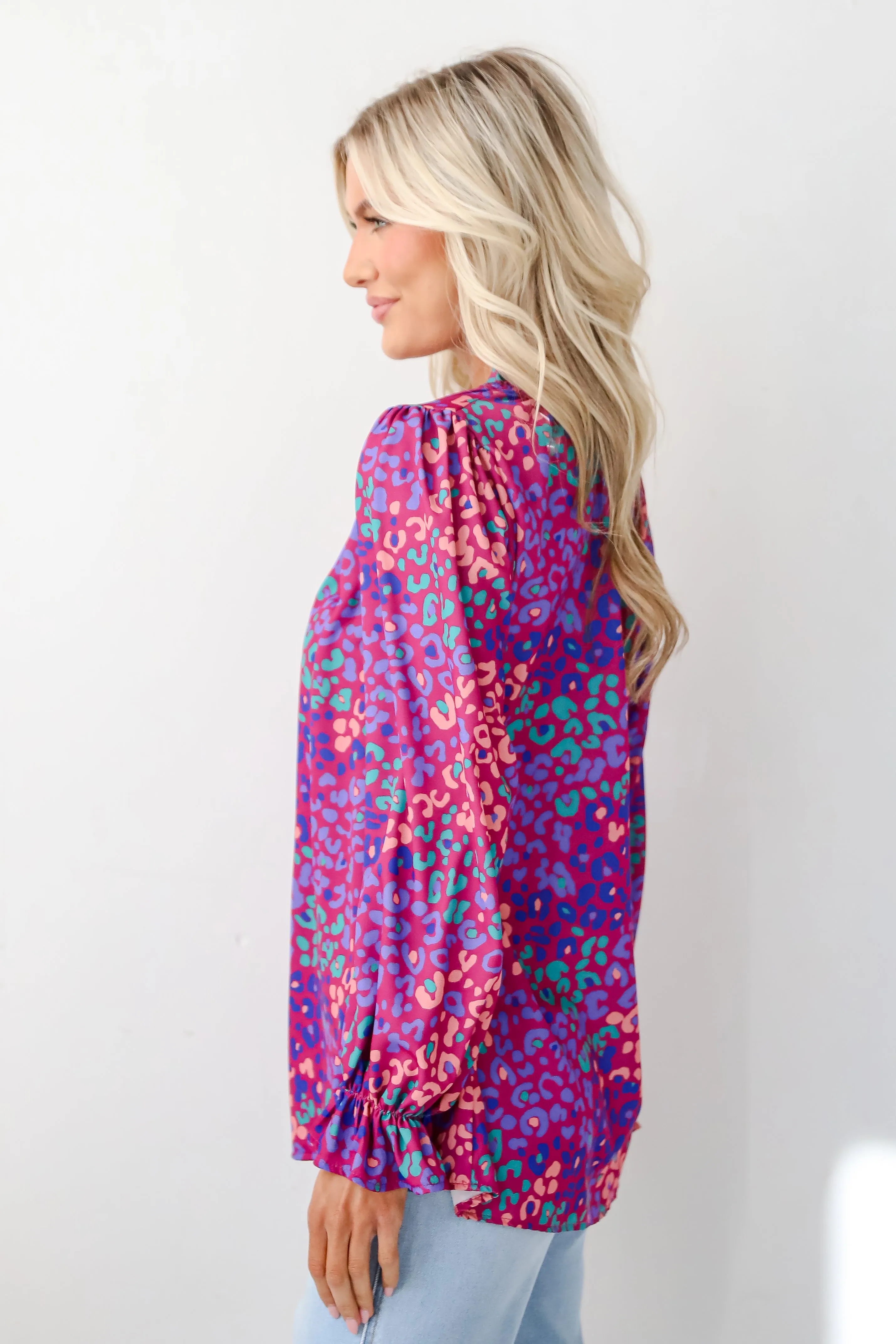 FINAL SALE - Exemplary Poise Purple Leopard Blouse