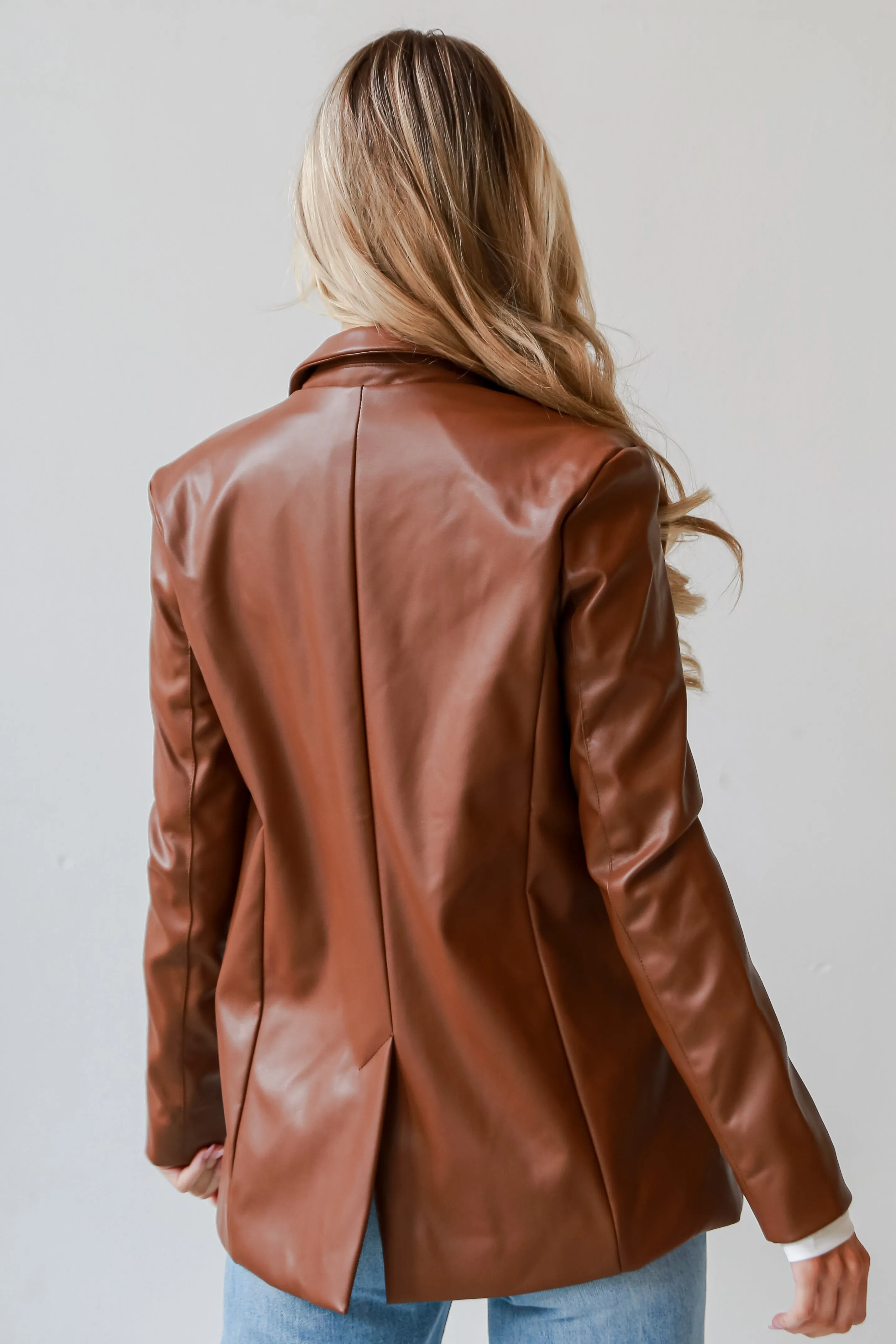 FINAL SALE - In Charge Brown Leather Blazer