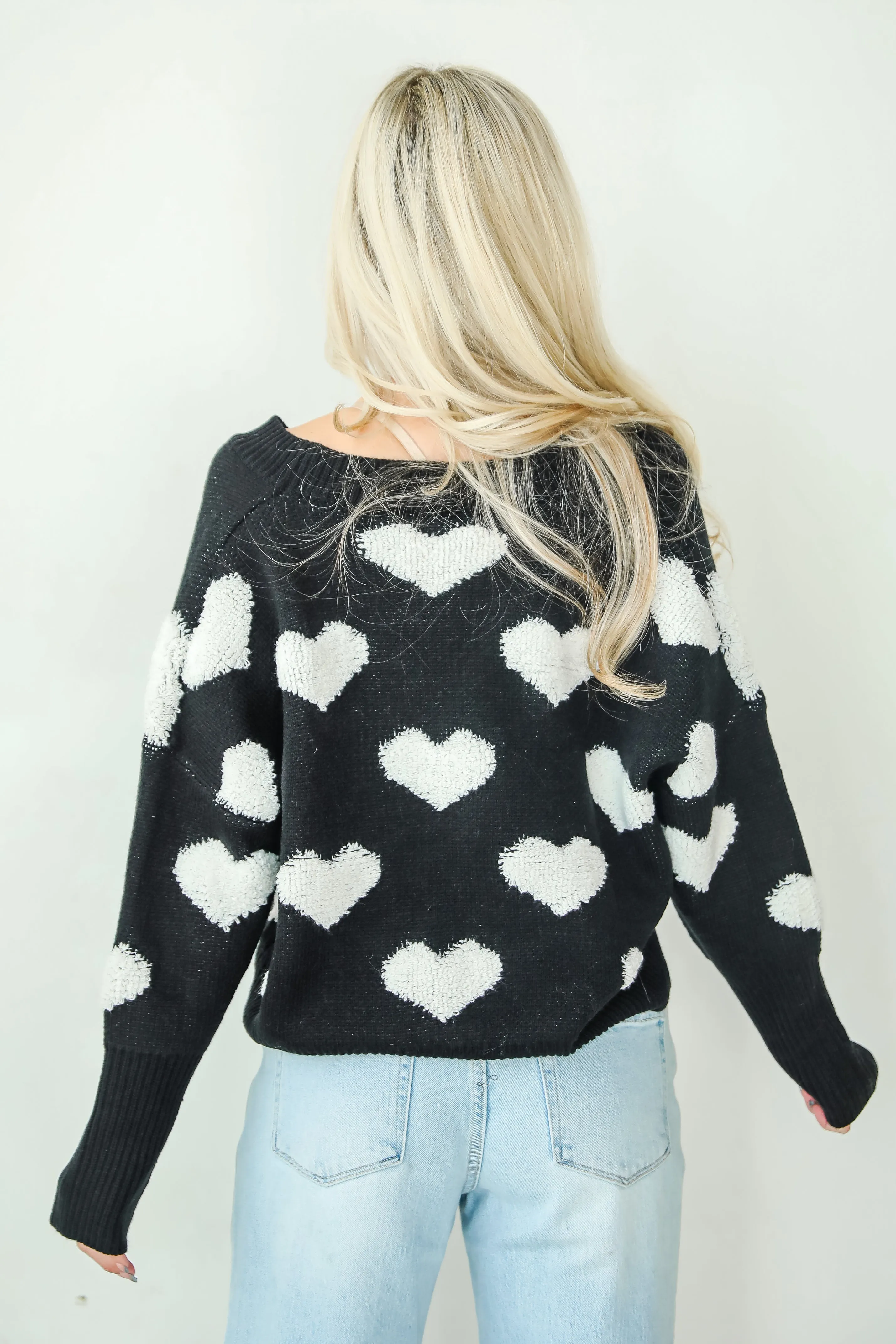 FINAL SALE - Incredibly Darling Black Heart Sweater Cardigan