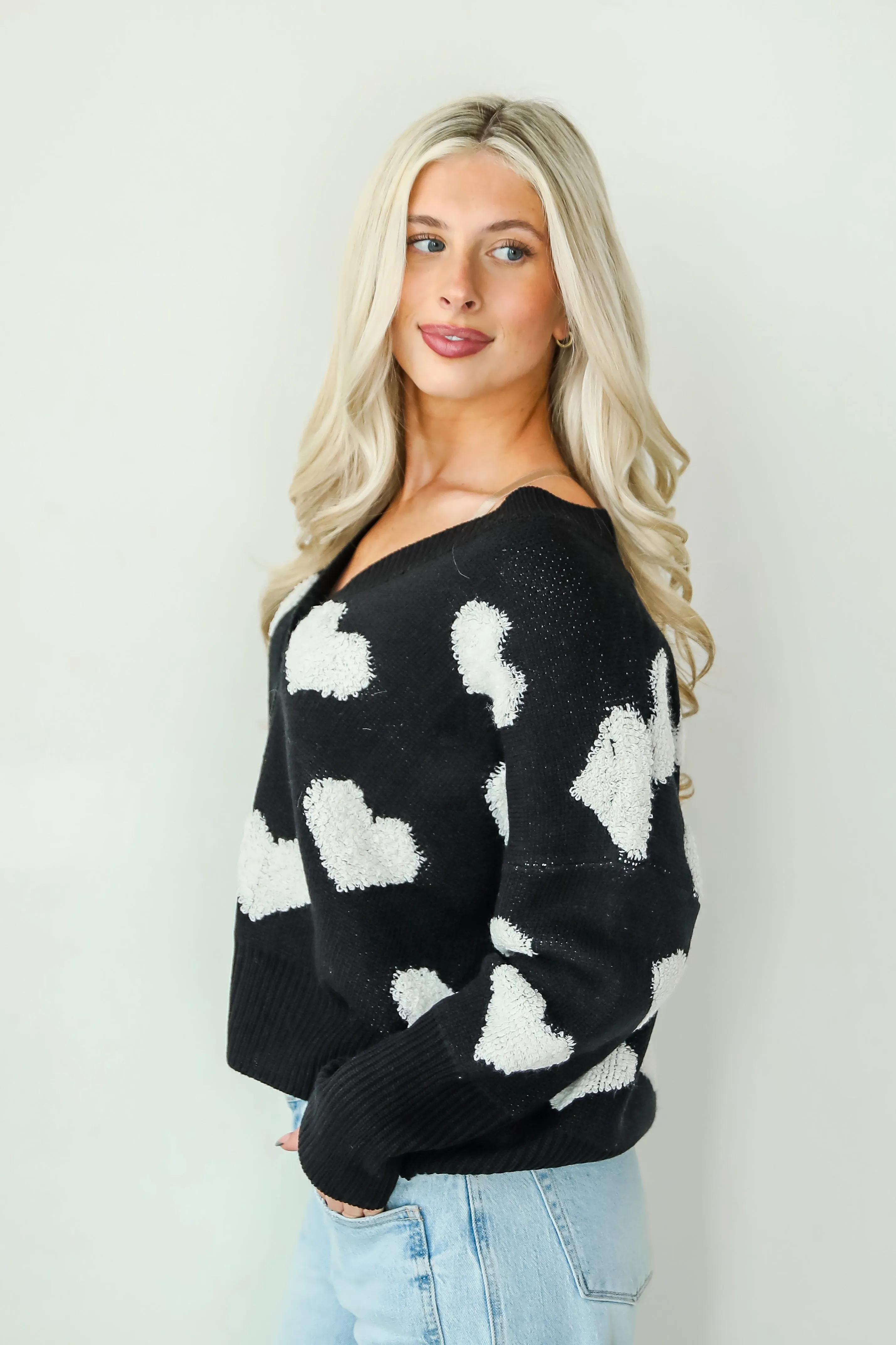 FINAL SALE - Incredibly Darling Black Heart Sweater Cardigan