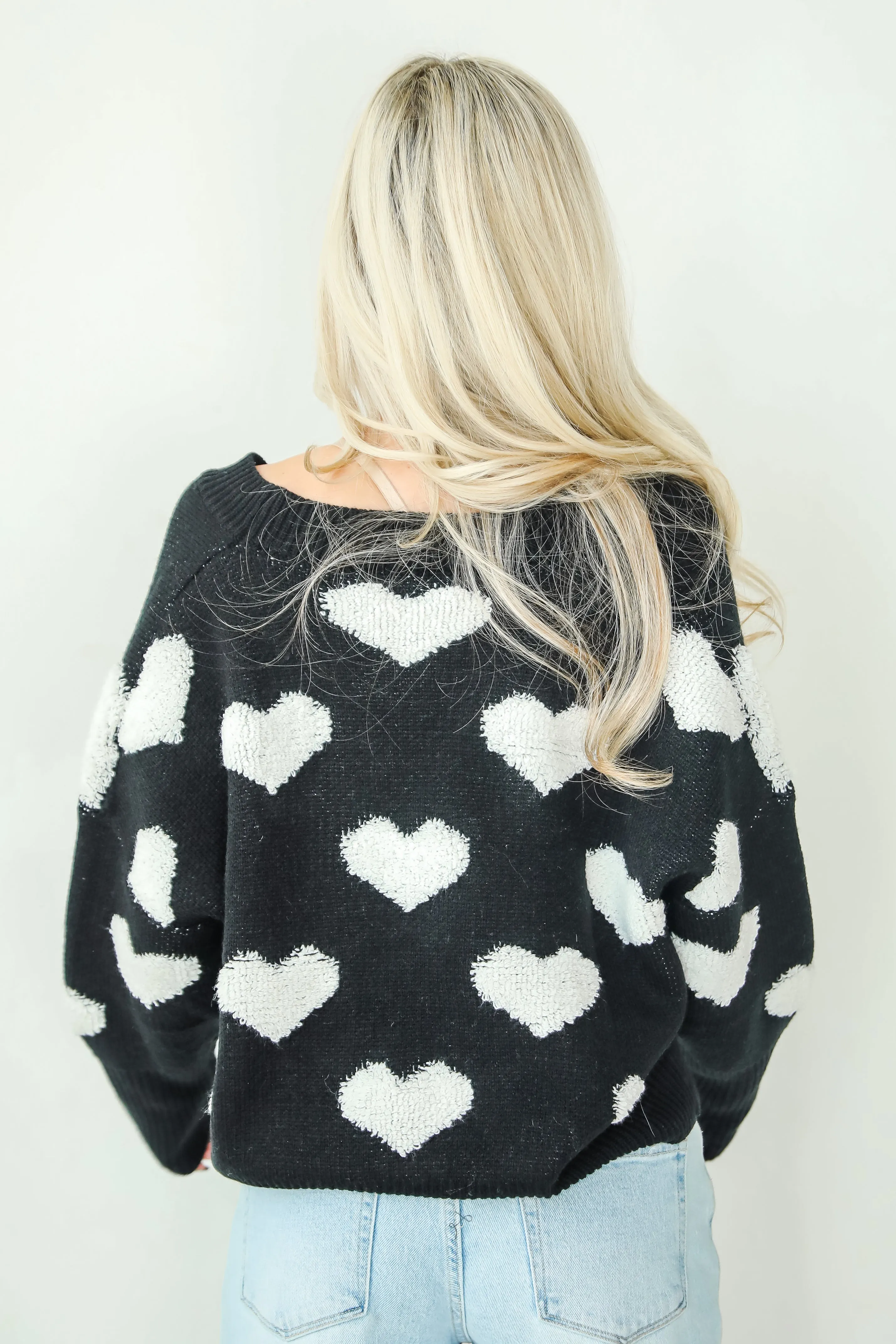 FINAL SALE - Incredibly Darling Black Heart Sweater Cardigan