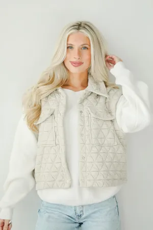 FINAL SALE - Live For Luxe Light Grey Quilted Vest