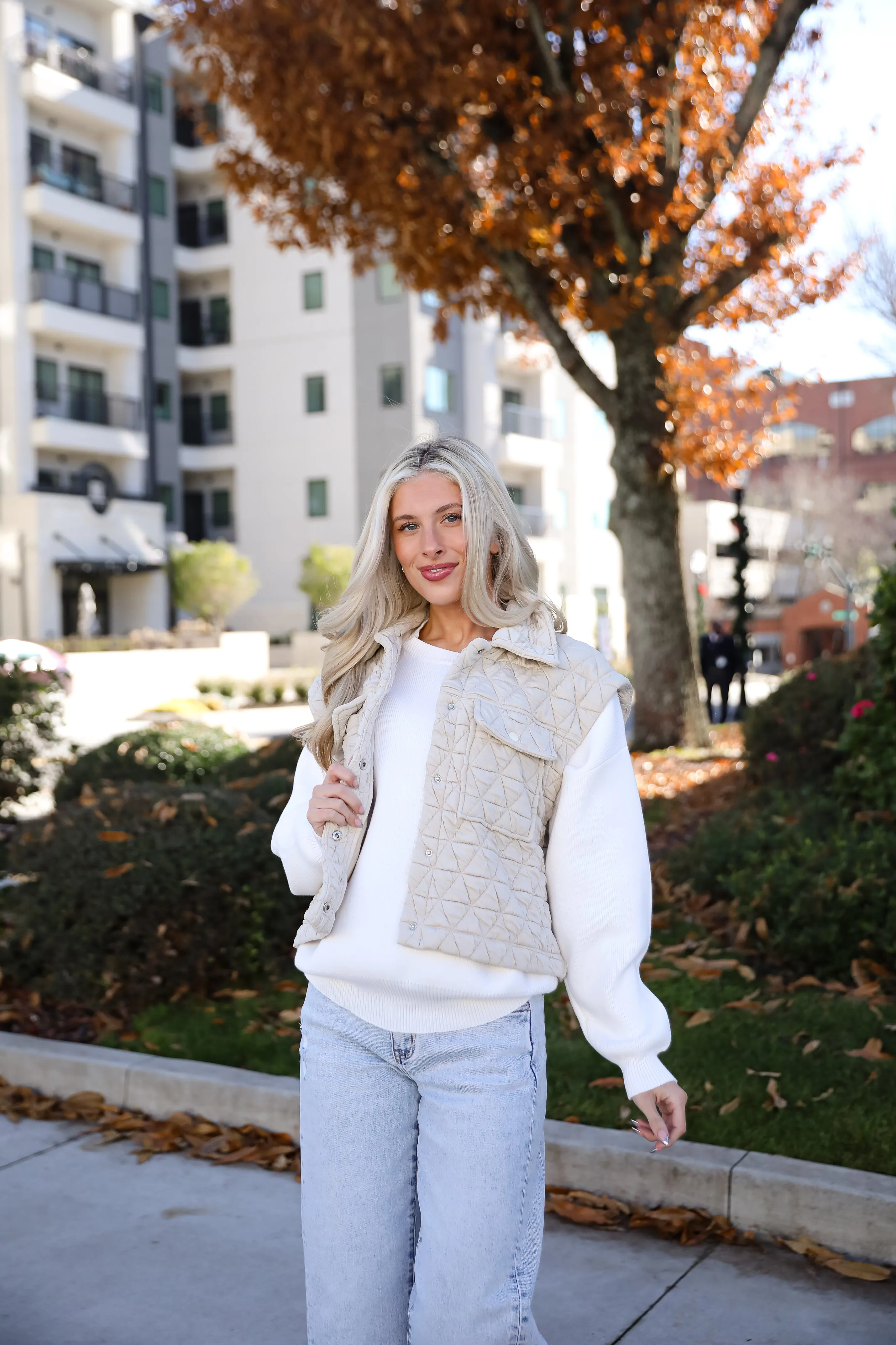 FINAL SALE - Live For Luxe Light Grey Quilted Vest