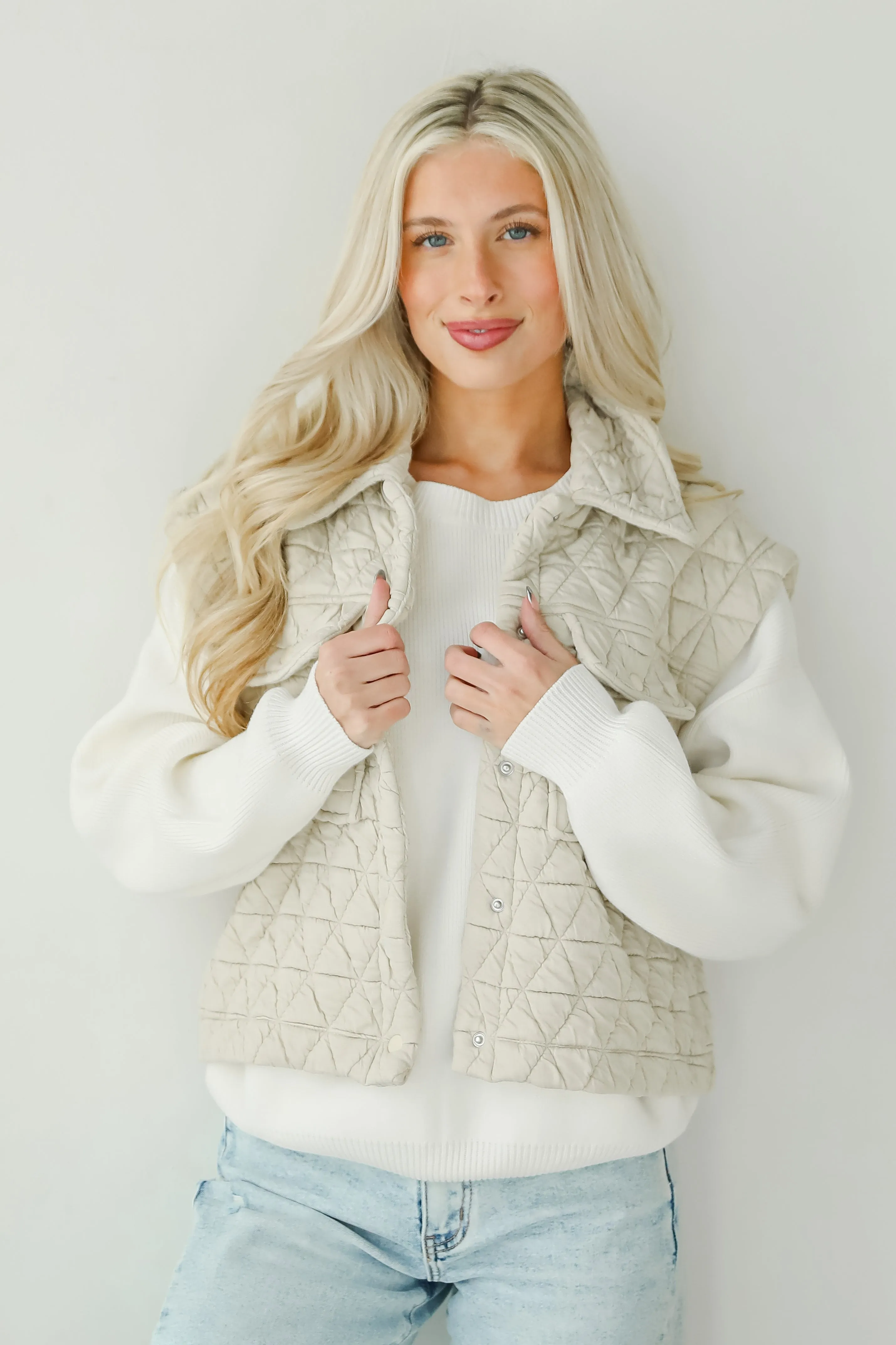 FINAL SALE - Live For Luxe Light Grey Quilted Vest