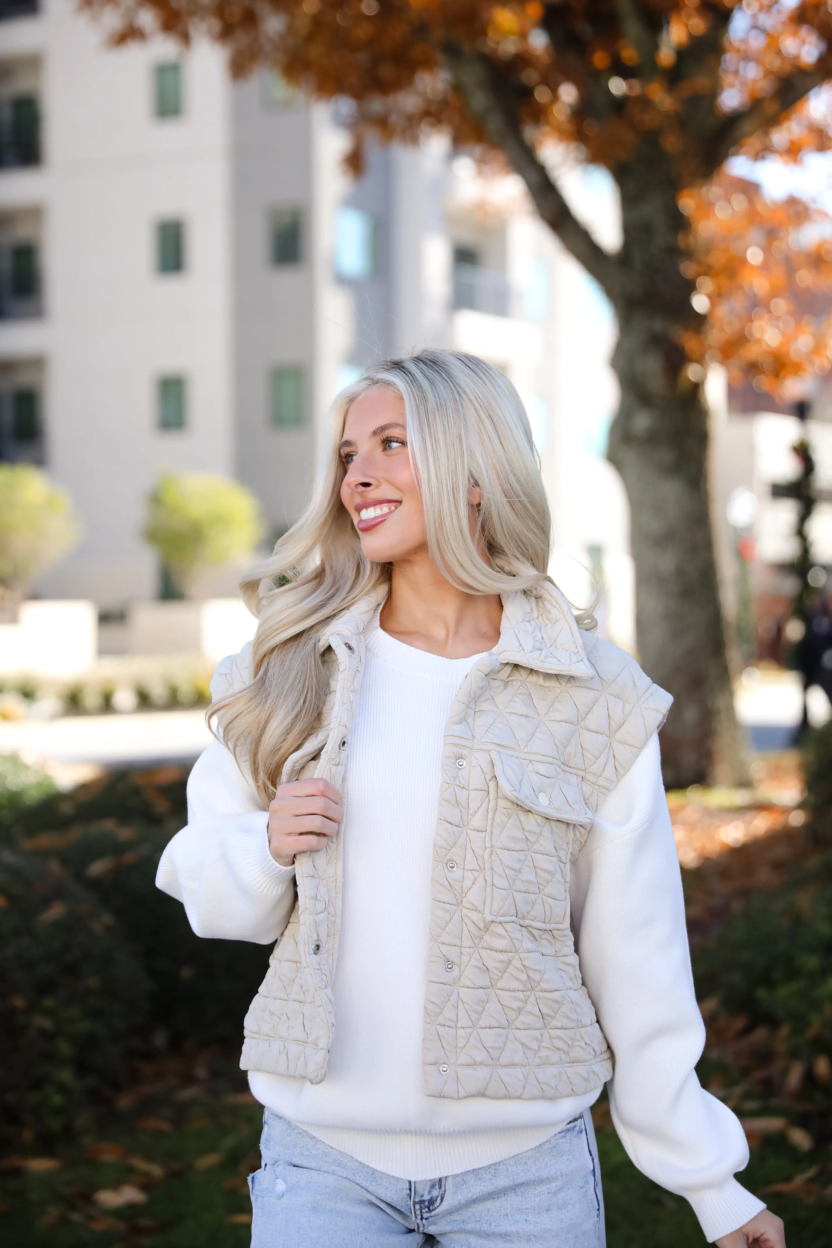 FINAL SALE - Live For Luxe Light Grey Quilted Vest