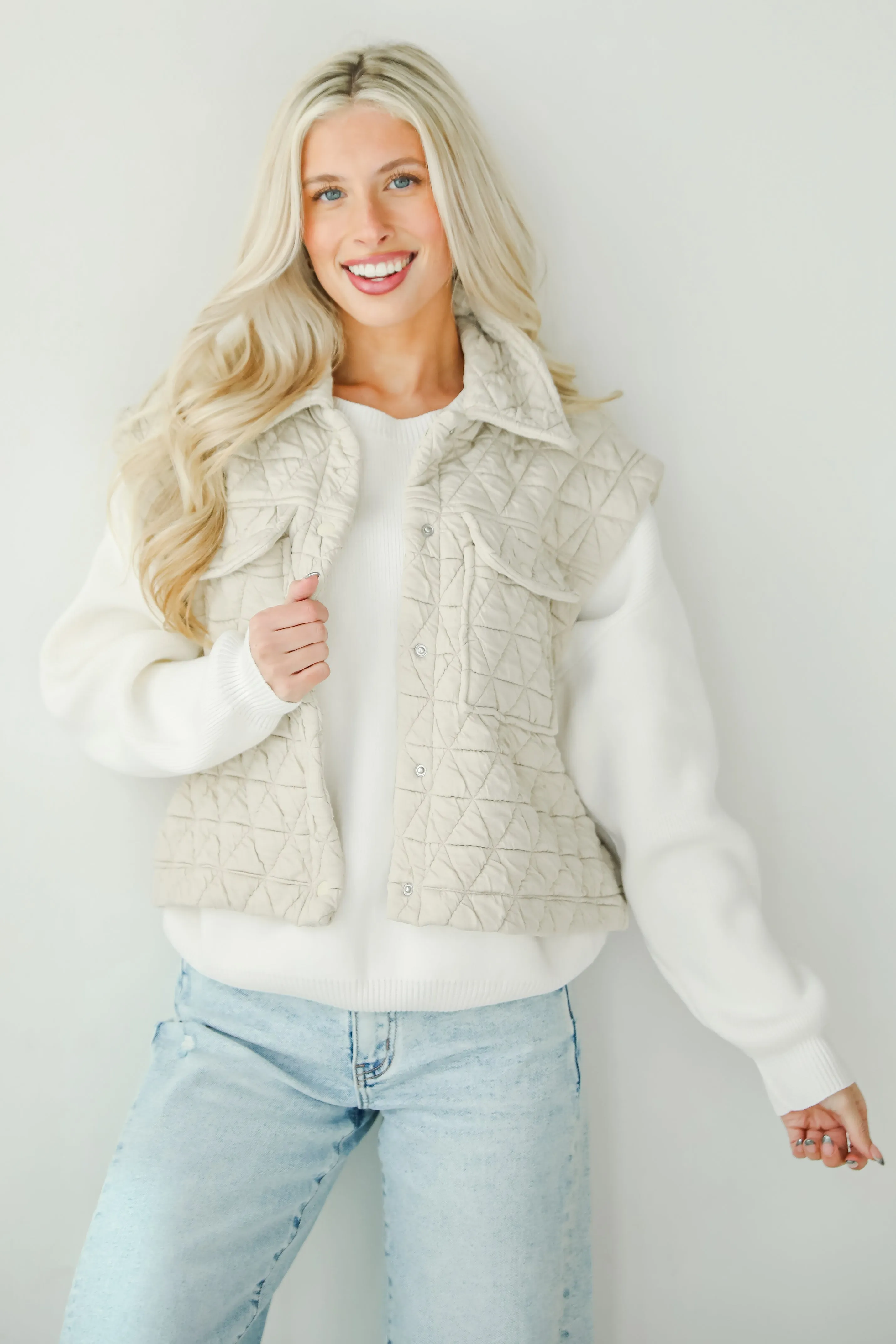 FINAL SALE - Live For Luxe Light Grey Quilted Vest