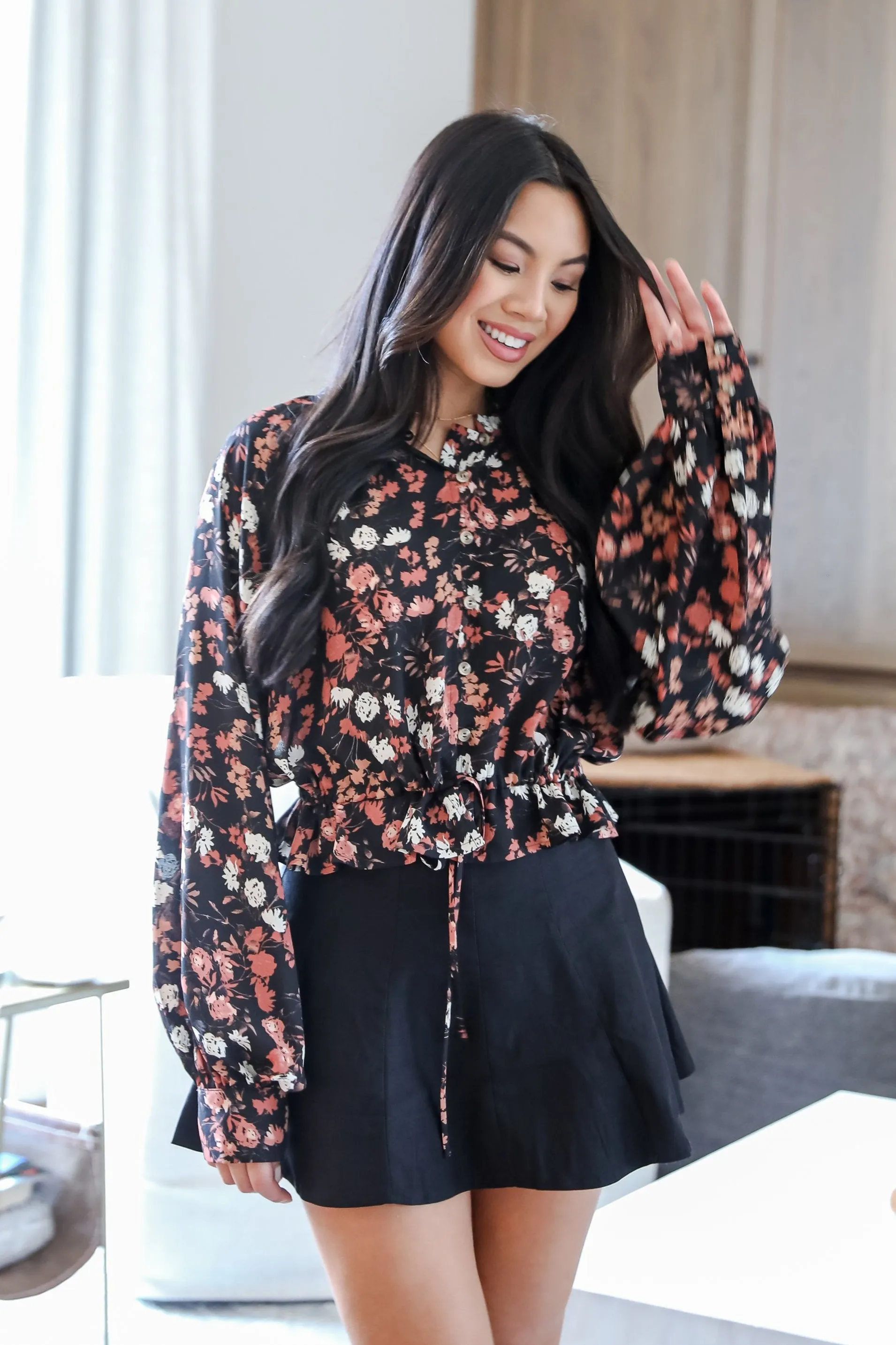 FINAL SALE - Luxe Possibilities Black Floral Blouse
