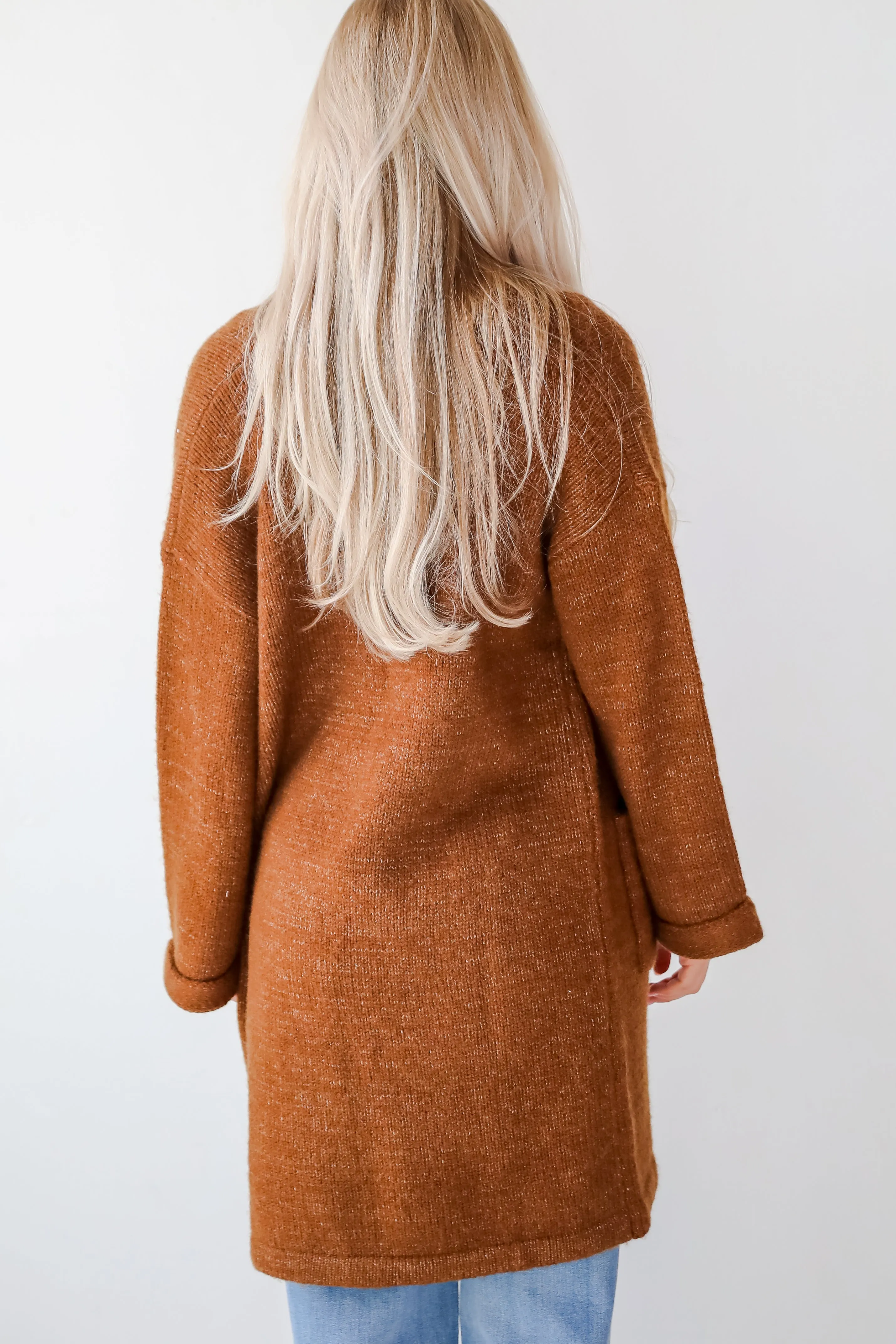 FINAL SALE - Luxurious Era Brown Longline Sweater Cardigan