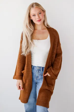 FINAL SALE - Luxurious Era Brown Longline Sweater Cardigan