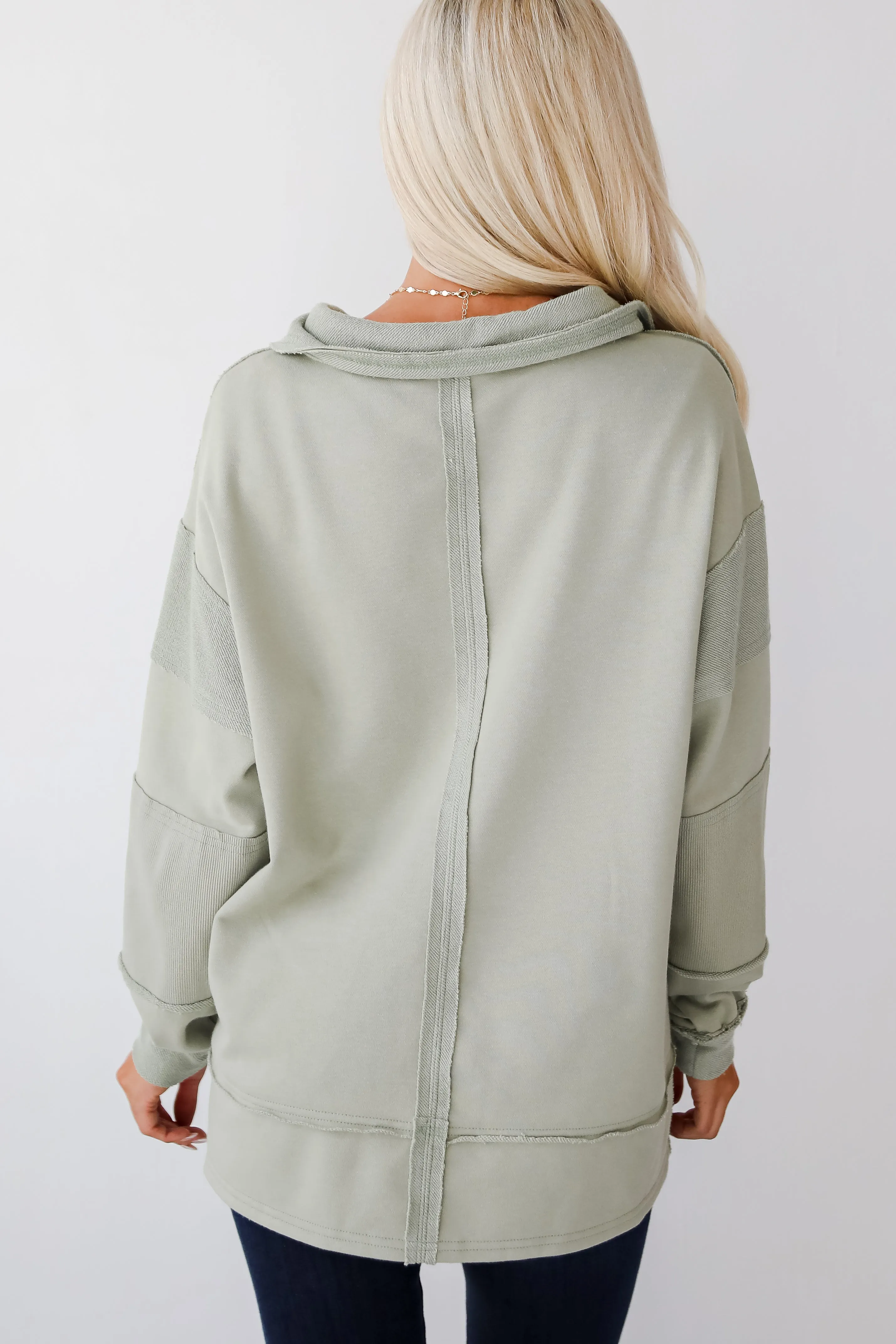 FINAL SALE - Majorly Comfy Sage Collared Pullover