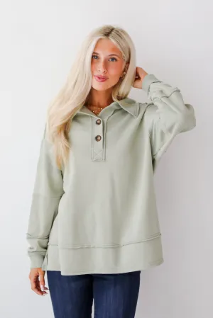 FINAL SALE - Majorly Comfy Sage Collared Pullover