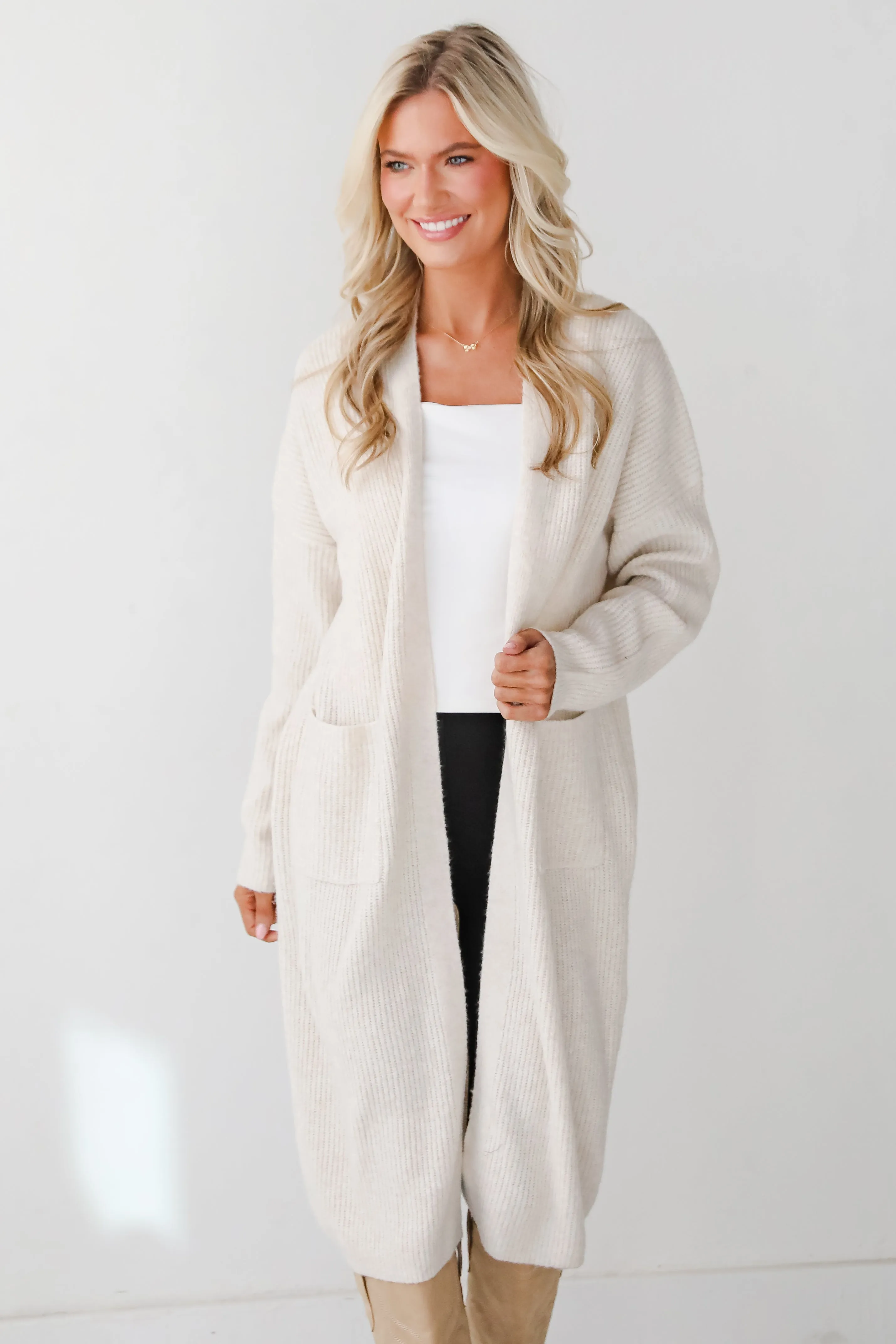 FINAL SALE - Memorably Charming Ivory Longline Sweater Cardigan