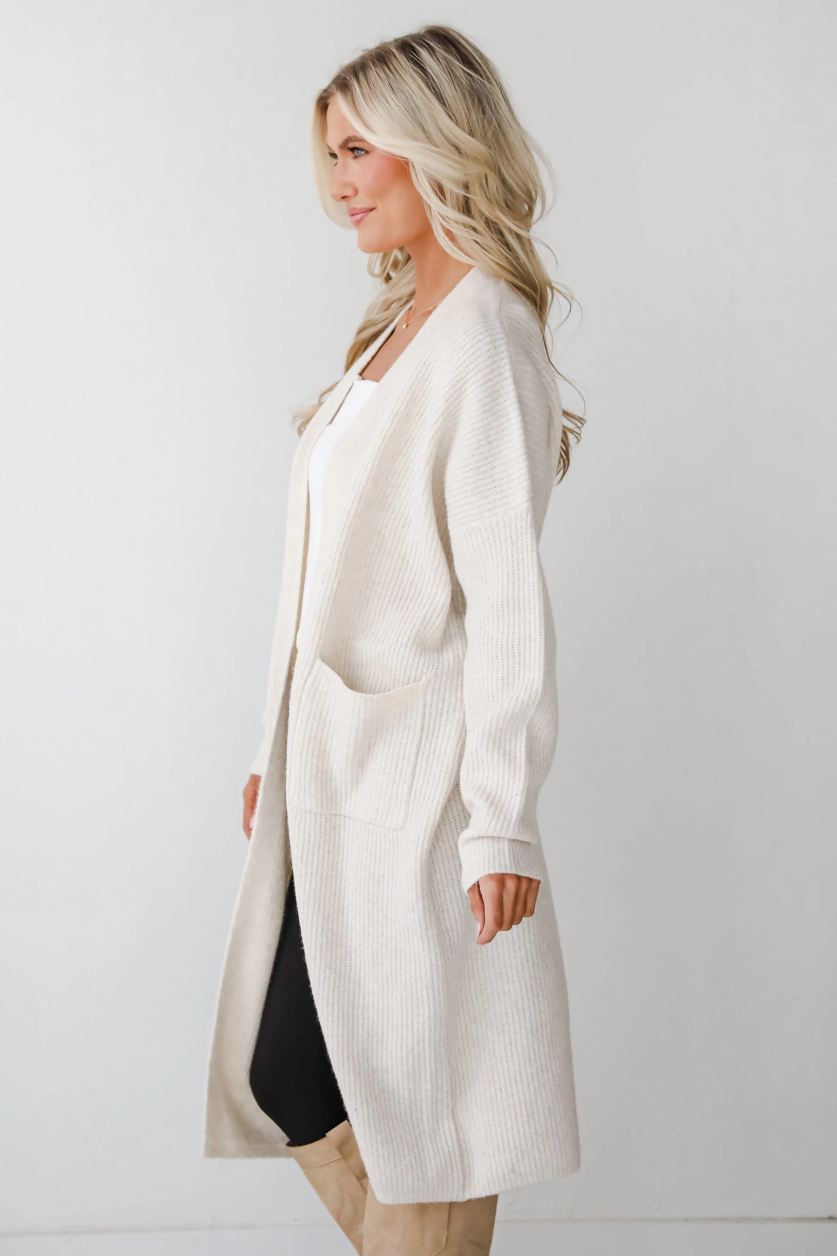 FINAL SALE - Memorably Charming Ivory Longline Sweater Cardigan