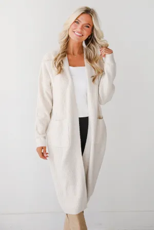 FINAL SALE - Memorably Charming Ivory Longline Sweater Cardigan